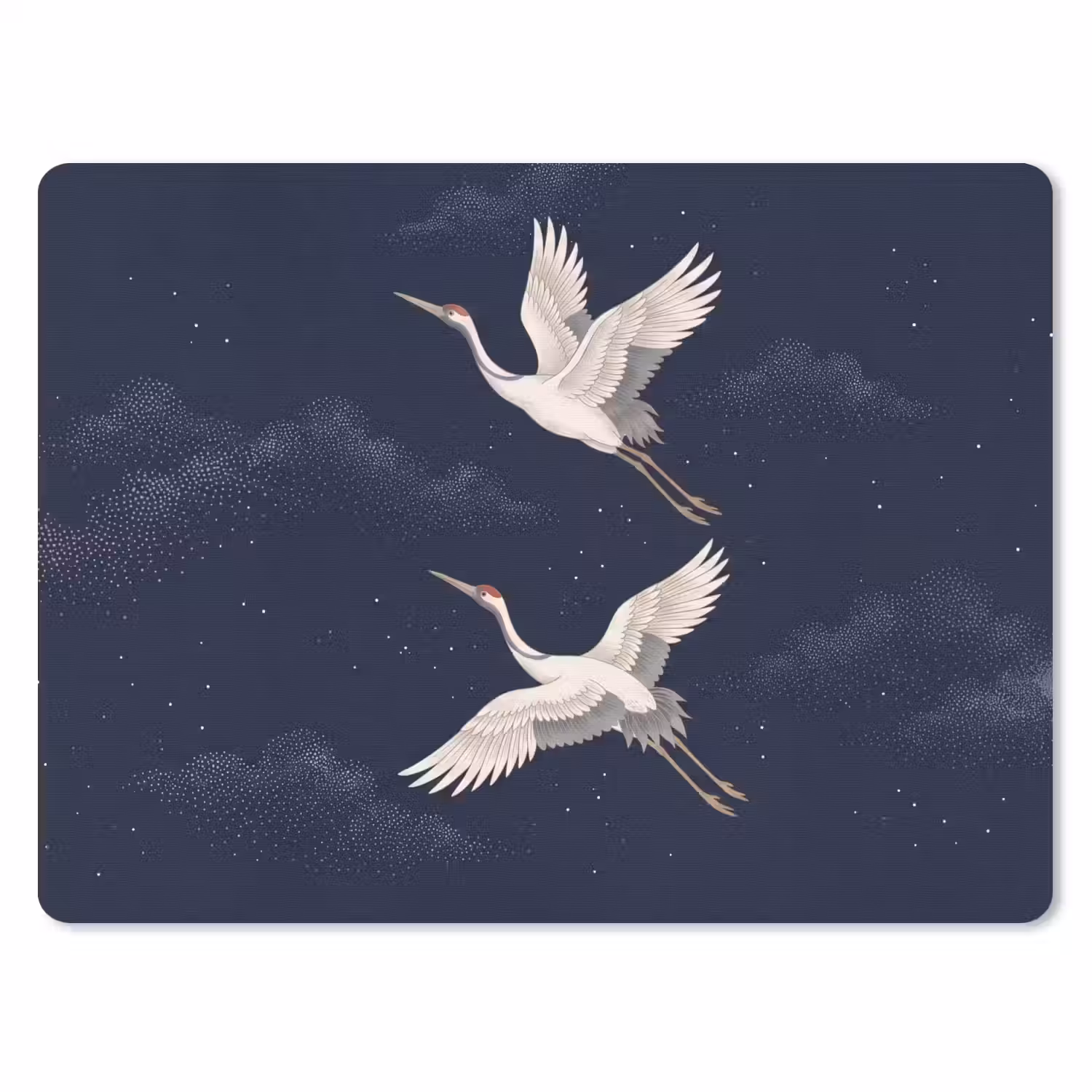Kraanvogels - Nachthemel - Blauw muismat rubber klein -3d