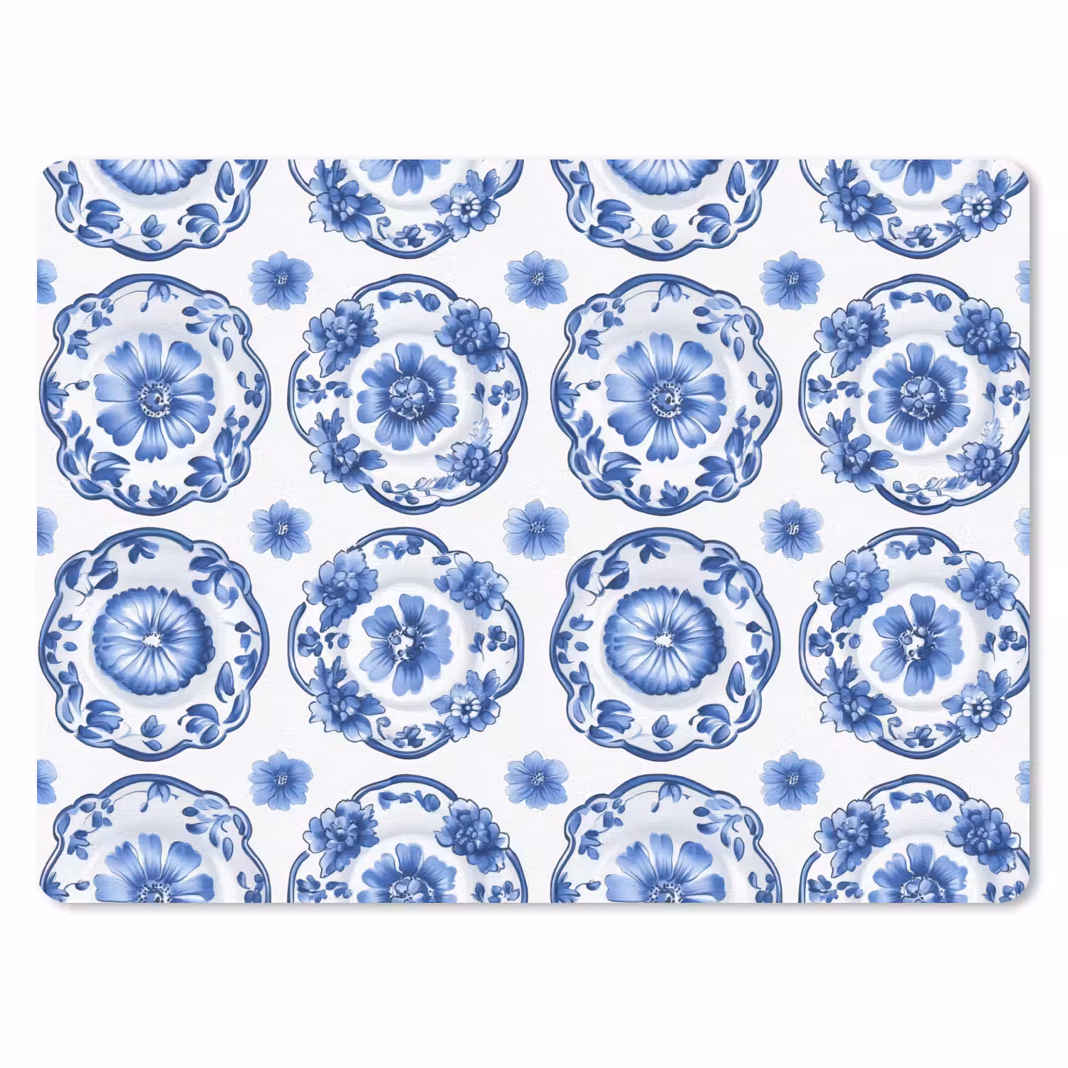 Sierborden - Bloemen - Blauw muismat rubber klein 262 -3d