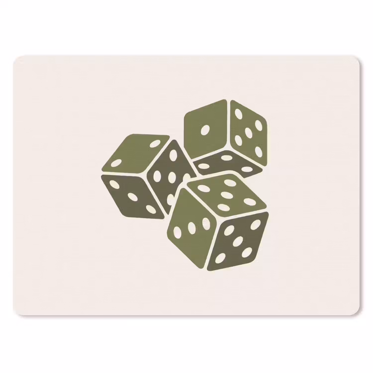Dobbelsteen - Spel - Groen - Abstract muismat rubber klein -3d
