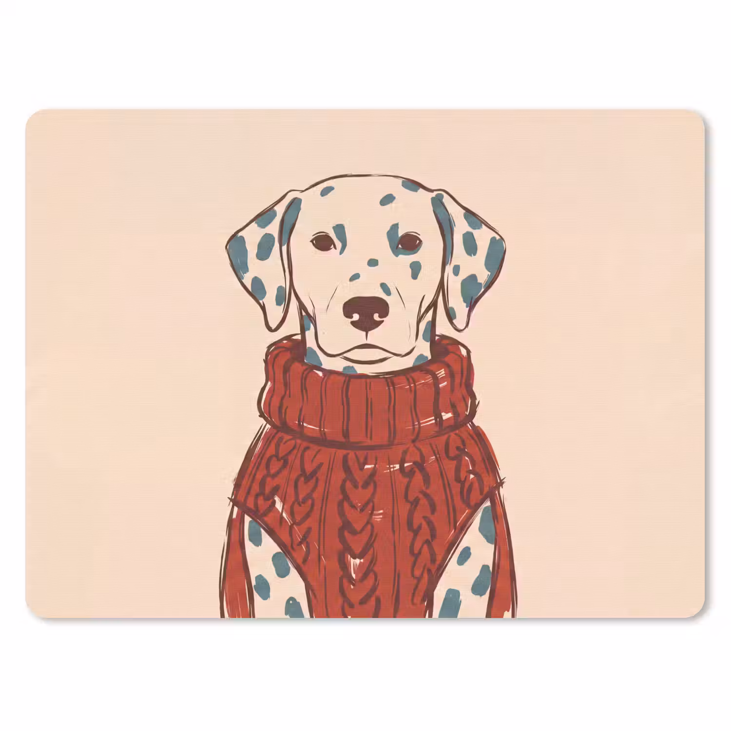 Hond - Trui - Winter - Dieren - Rood muismat rubber klein -3d