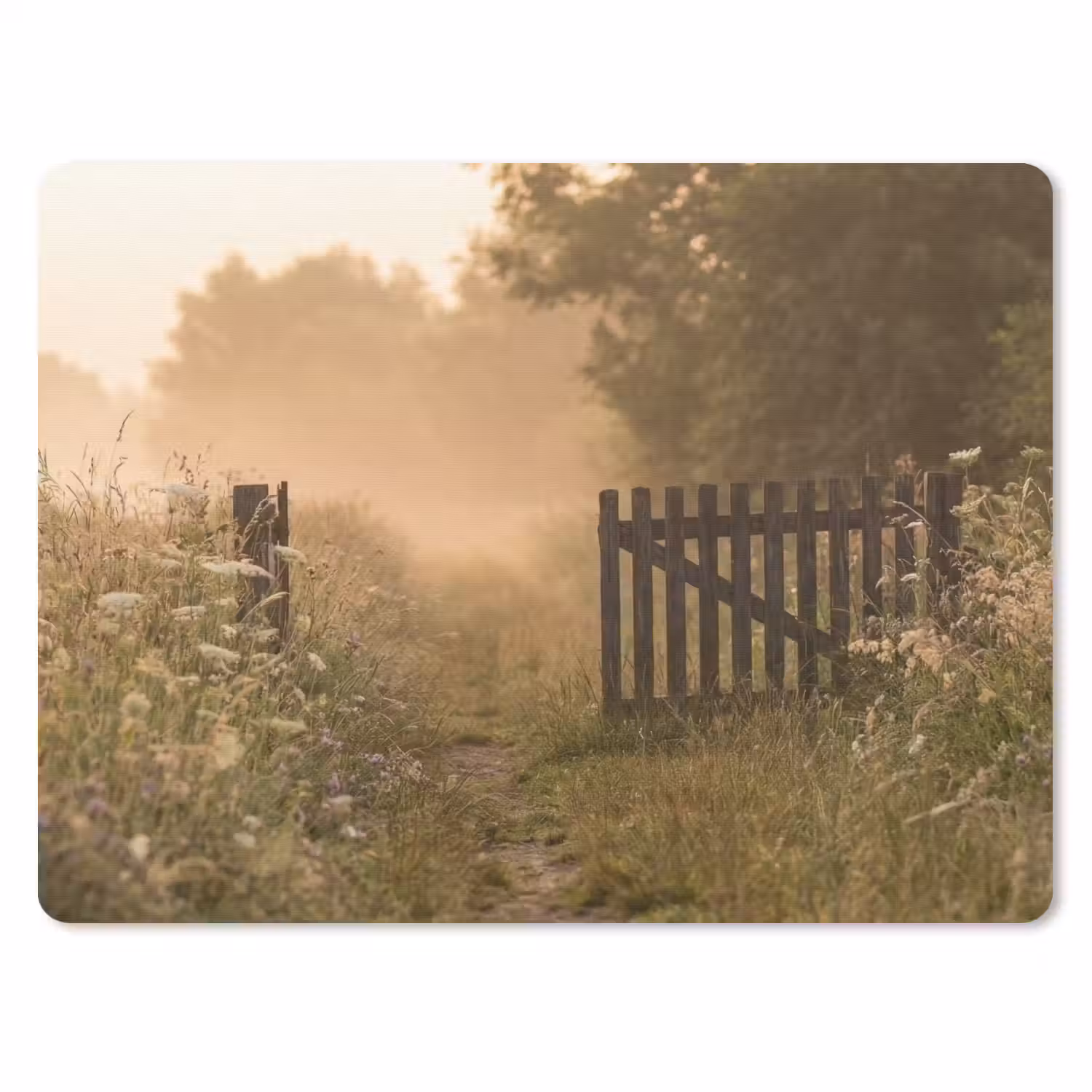 Hek - Natuur - Mist - Veld muismat rubber klein -3d