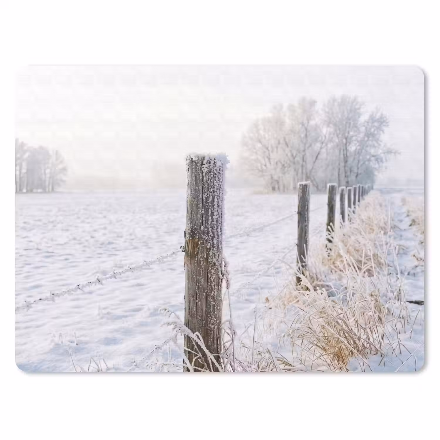 Hek - Sneeuw - Mist - Platteland - Nostalgisch muismat rubber klein -3d
