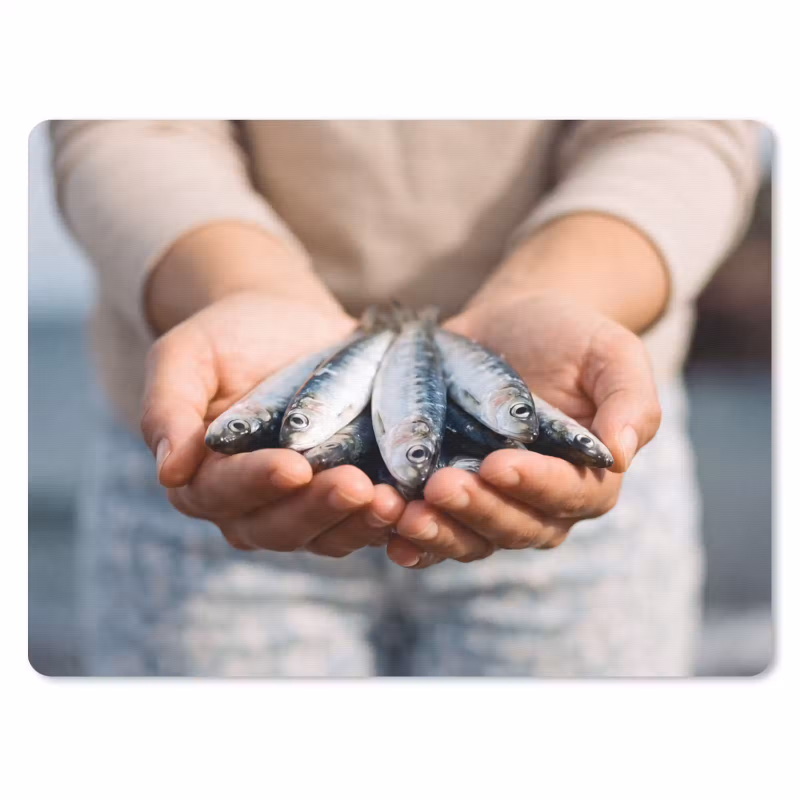 Mouse Pad - Fish - Hands - Nature - Vis - Handen - Natuur muismat rubber klein