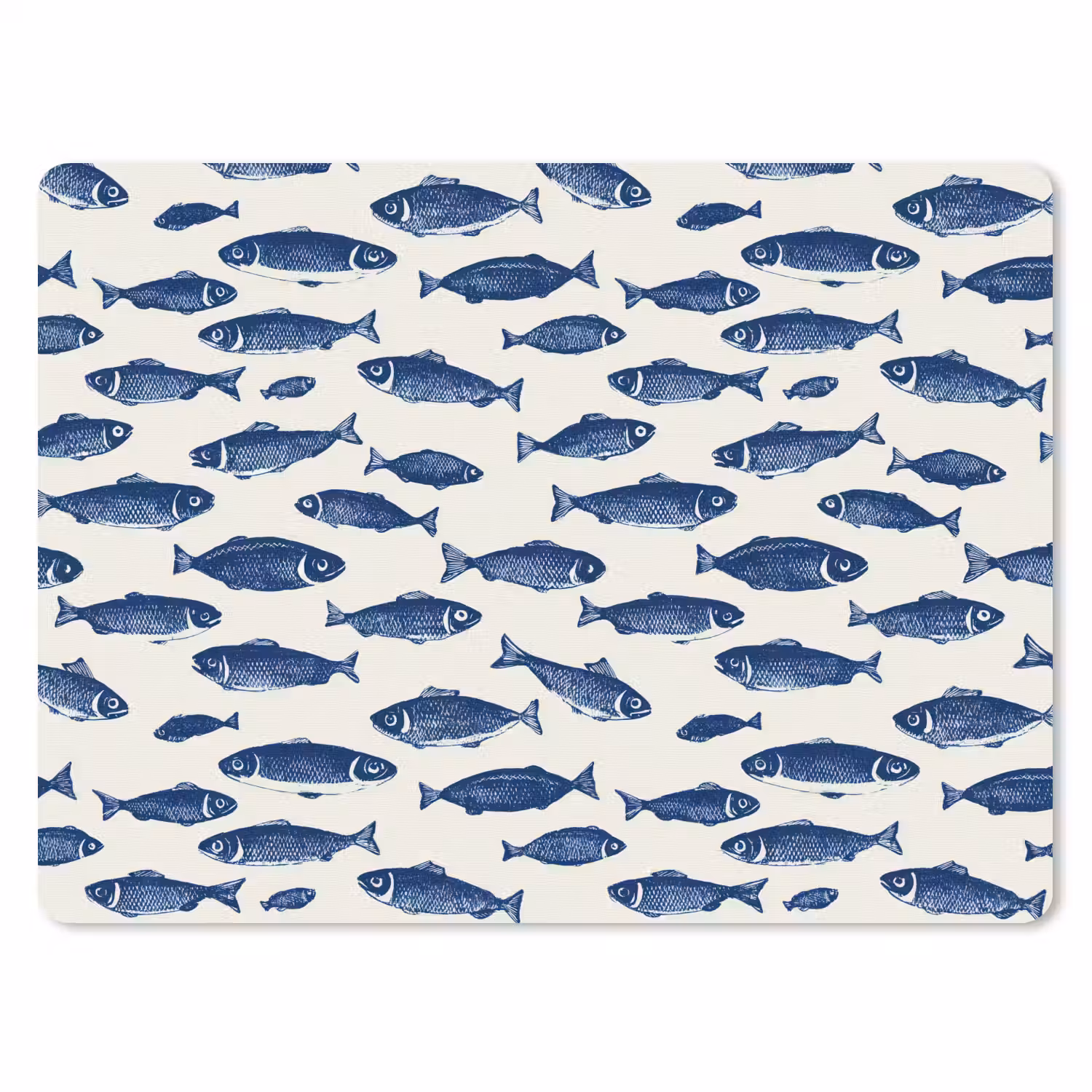 Vissen - Patroon - Blauw - Wit muismat rubber klein 262 -3d
