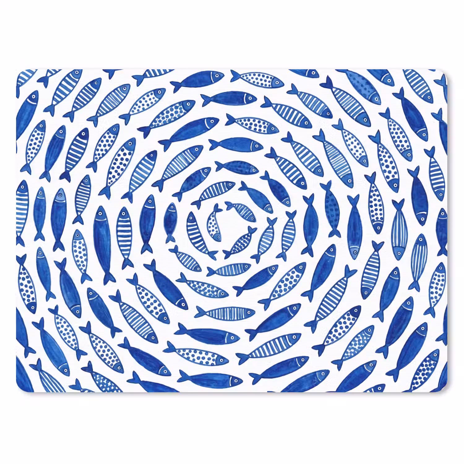 Vis - Patroon - Onderwater - Abstract - Blauw muismat rubber klein -3d