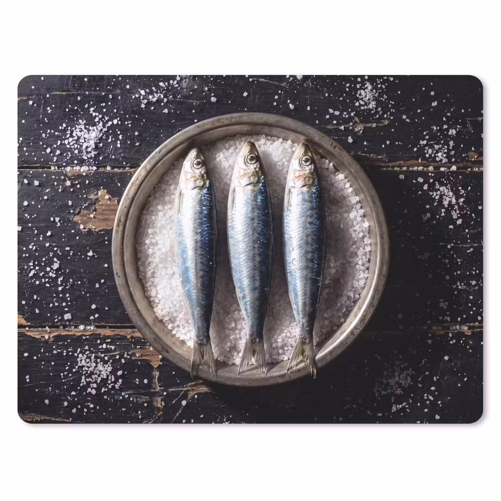 Mouse Pad - Fish - Salt - Food - Vis - Zout - Eten muismat rubber klein