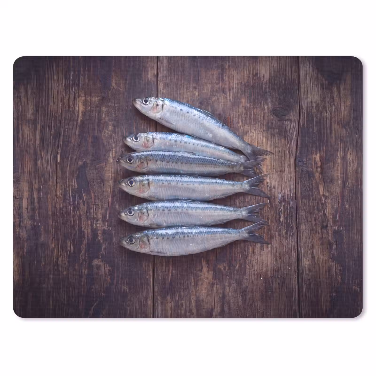Mouse Pad - Fish - Wood - Food - Vis - Hout - Eten muismat rubber klein
