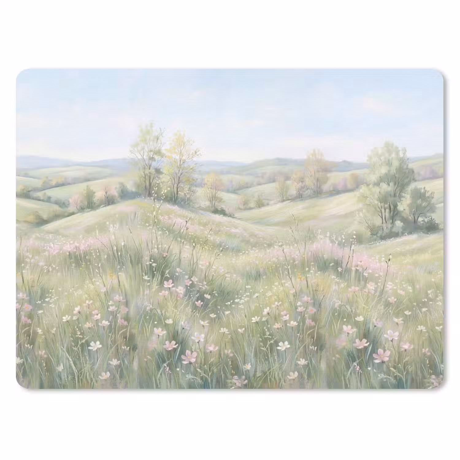 Bloemen veld - Bloemen - Groen muismat rubber klein -3d
