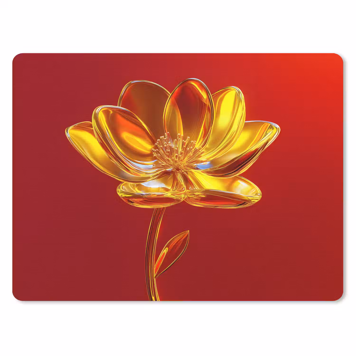 Bloem - Goud - Glazen muismat rubber klein -3d