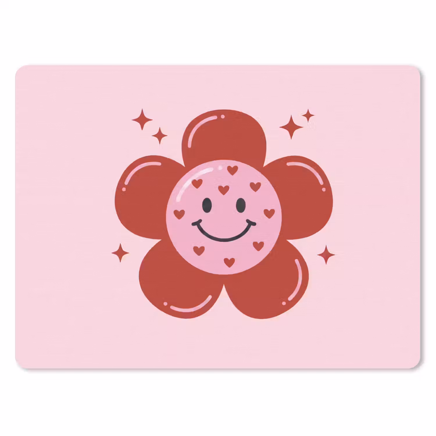 Bloem - Roze - Hartjes muismat rubber klein -3d