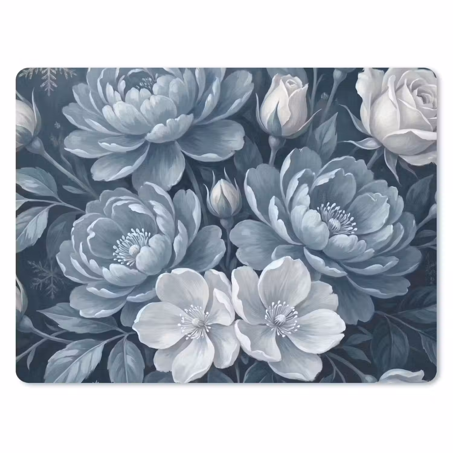 Bloemen - Boeket - Winter - Abstract - Blauw muismat rubber klein -3d