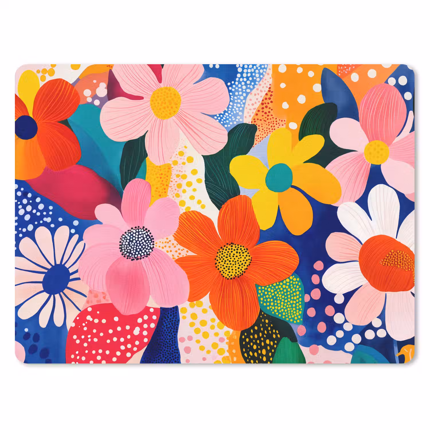 Bloemen - Kleurrijk - Stippen muismat rubber klein -3d
