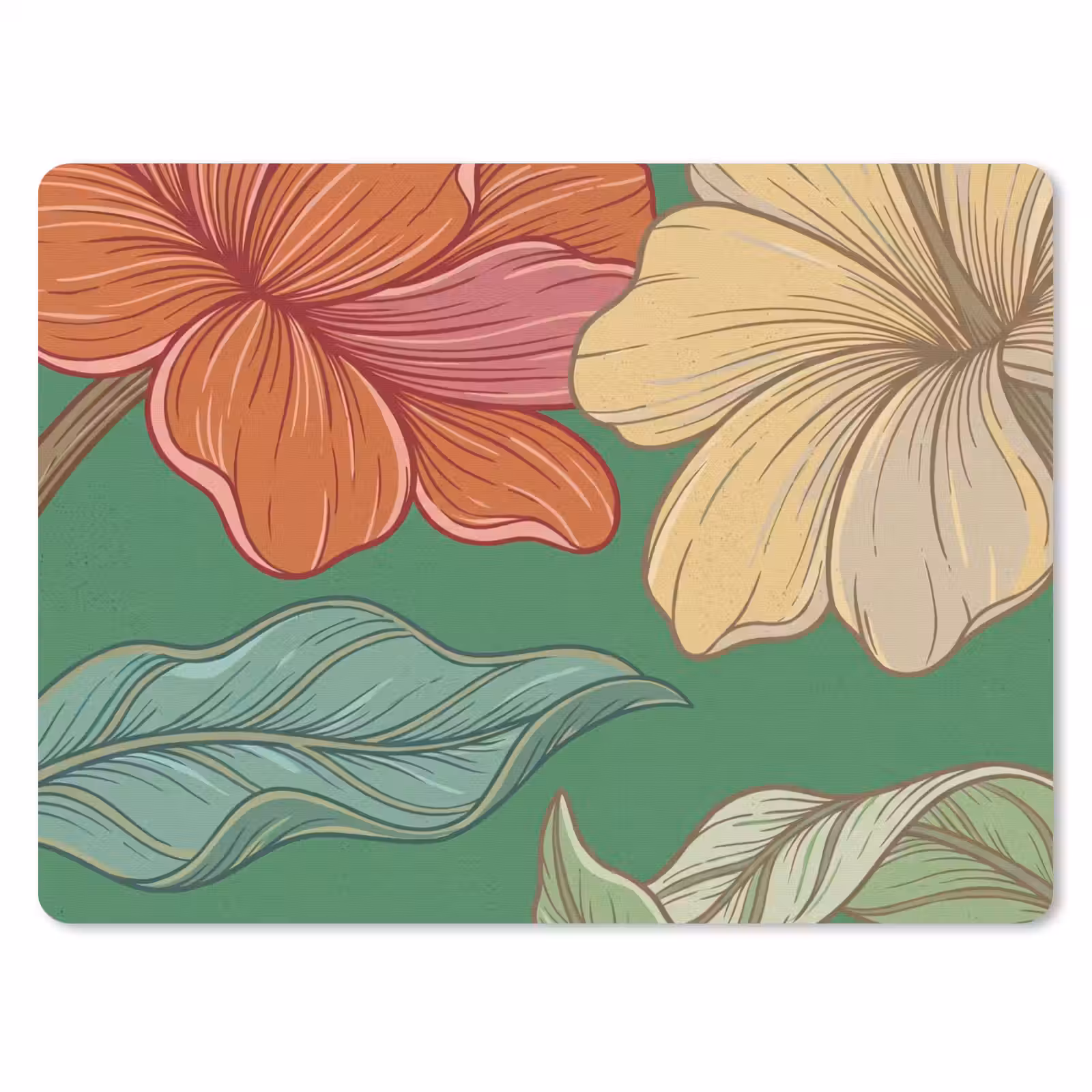 Mouse Pad - Flowers - Greenery - Illustration - Bloemen - Groen - Illustratie muismat rubber klein
