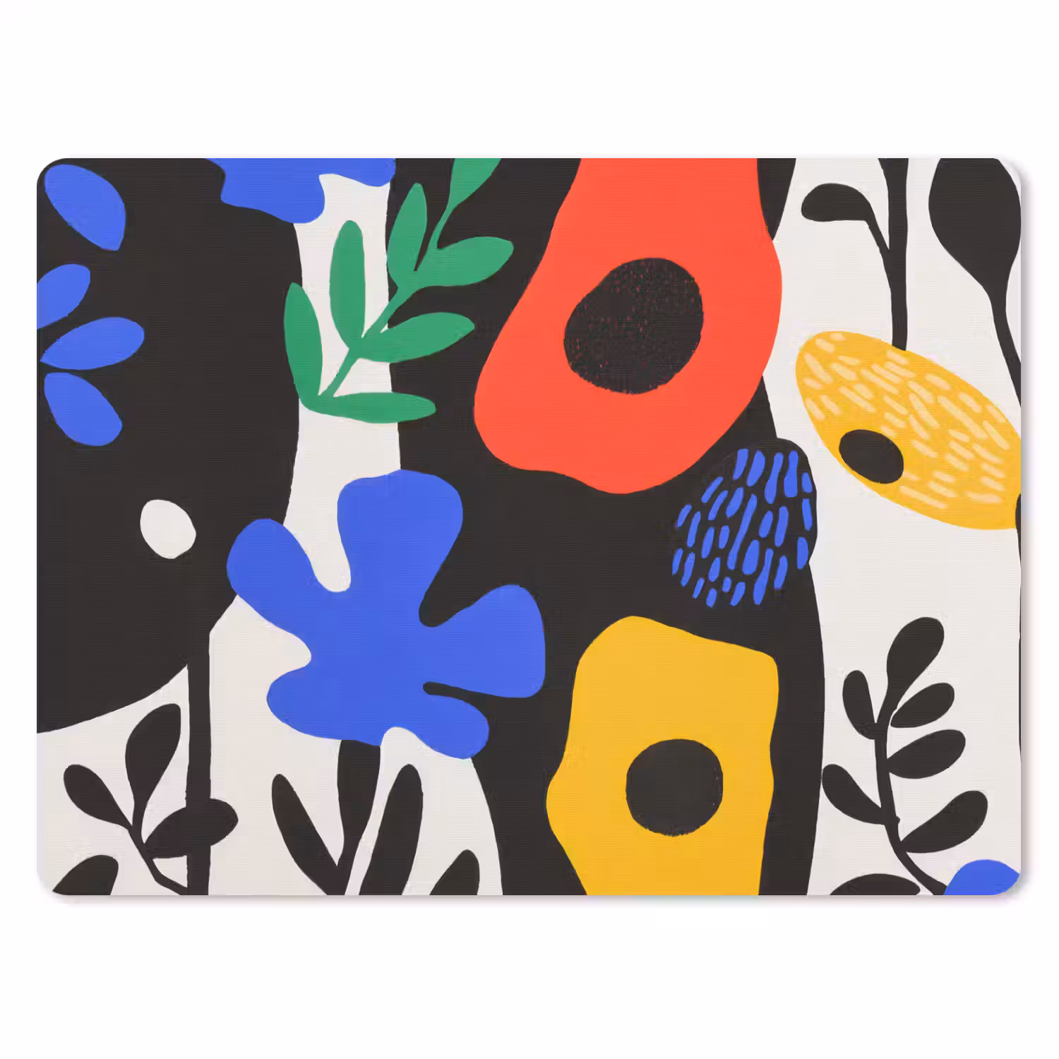 Bloemen - Bladeren - Abstract - Zwart muismat rubber klein -3d