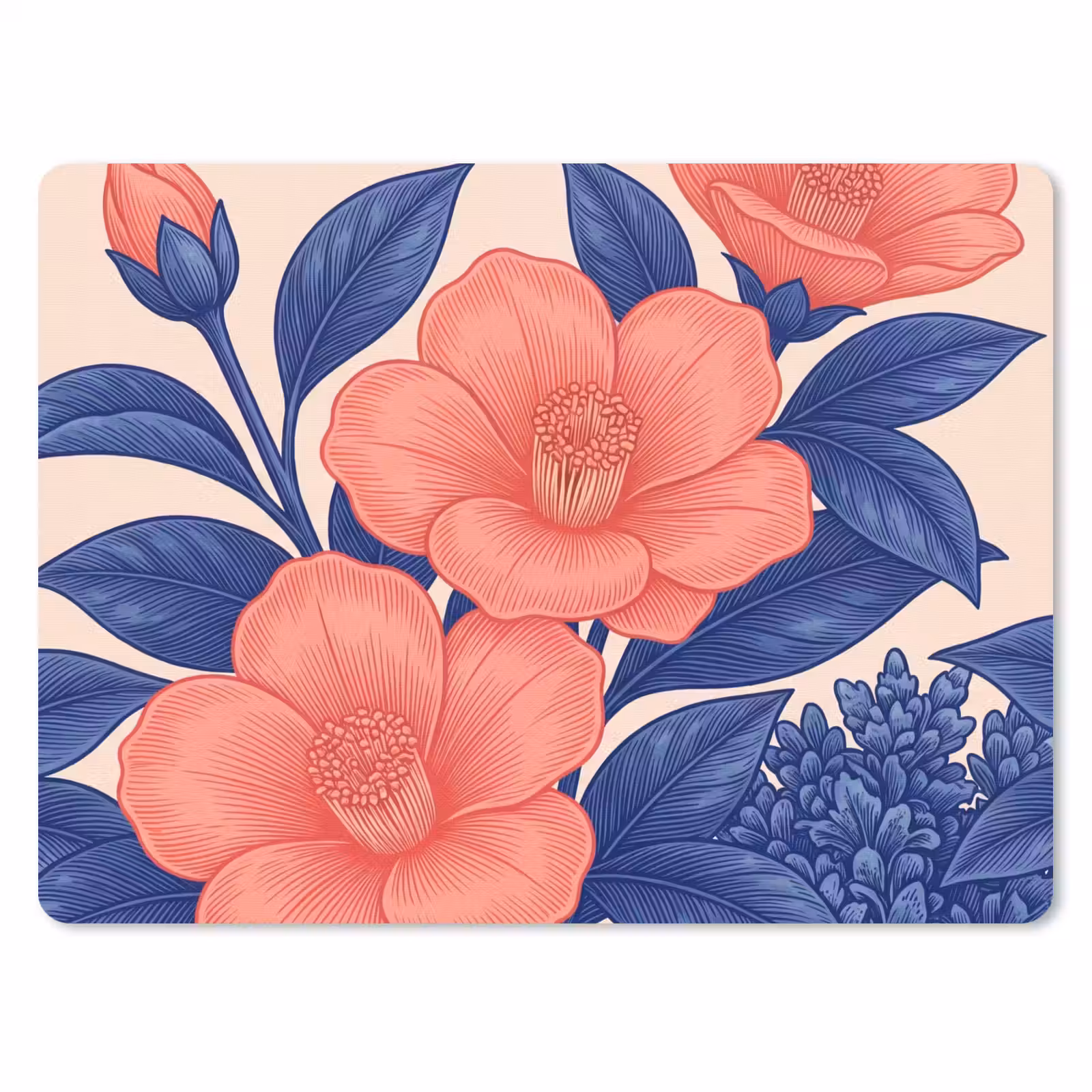 Mouse Pad - Flowers - Leaves - Botanical - Bloemen - Bladeren - Botanisch muismat rubber klein