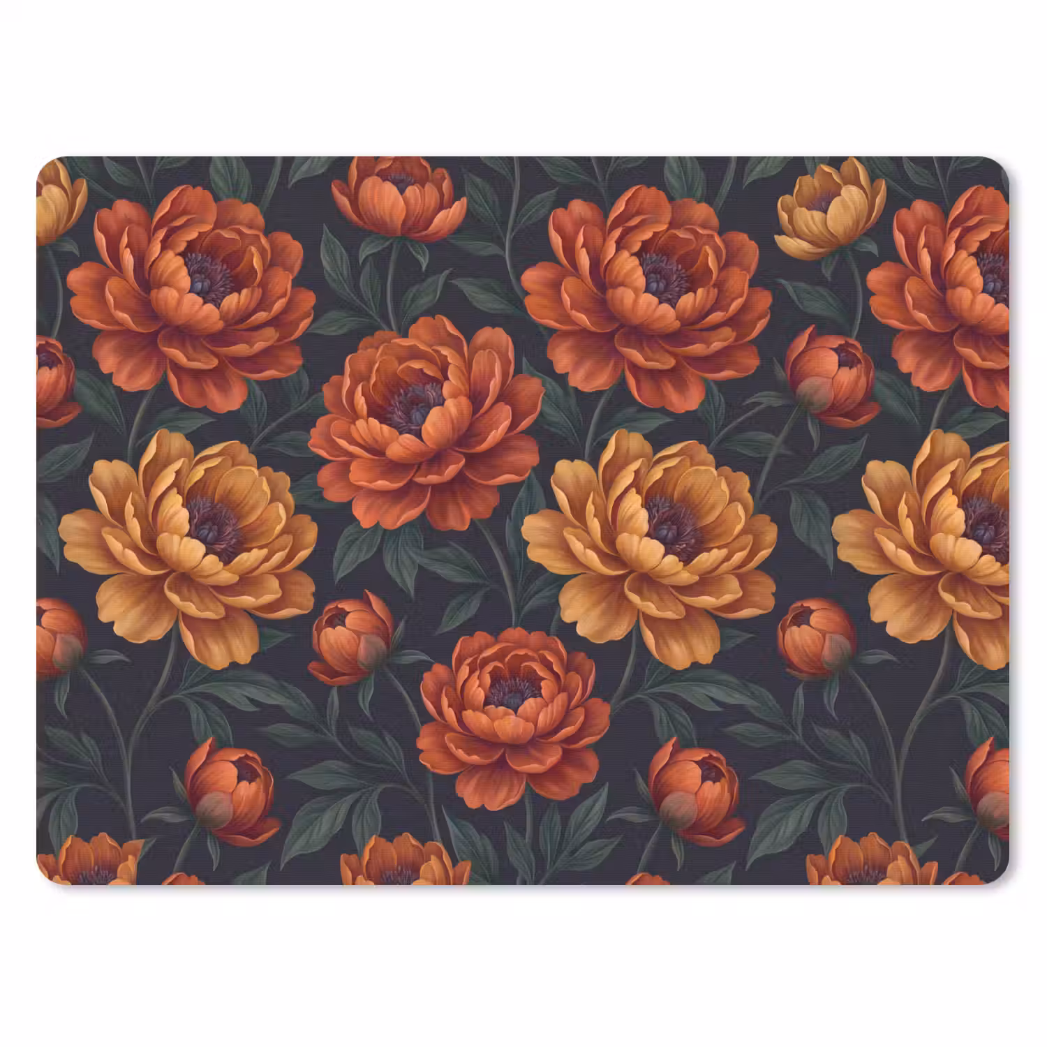 Bloemen - Bladeren - Natuur - Modern - Oranje muismat rubber klein -3d
