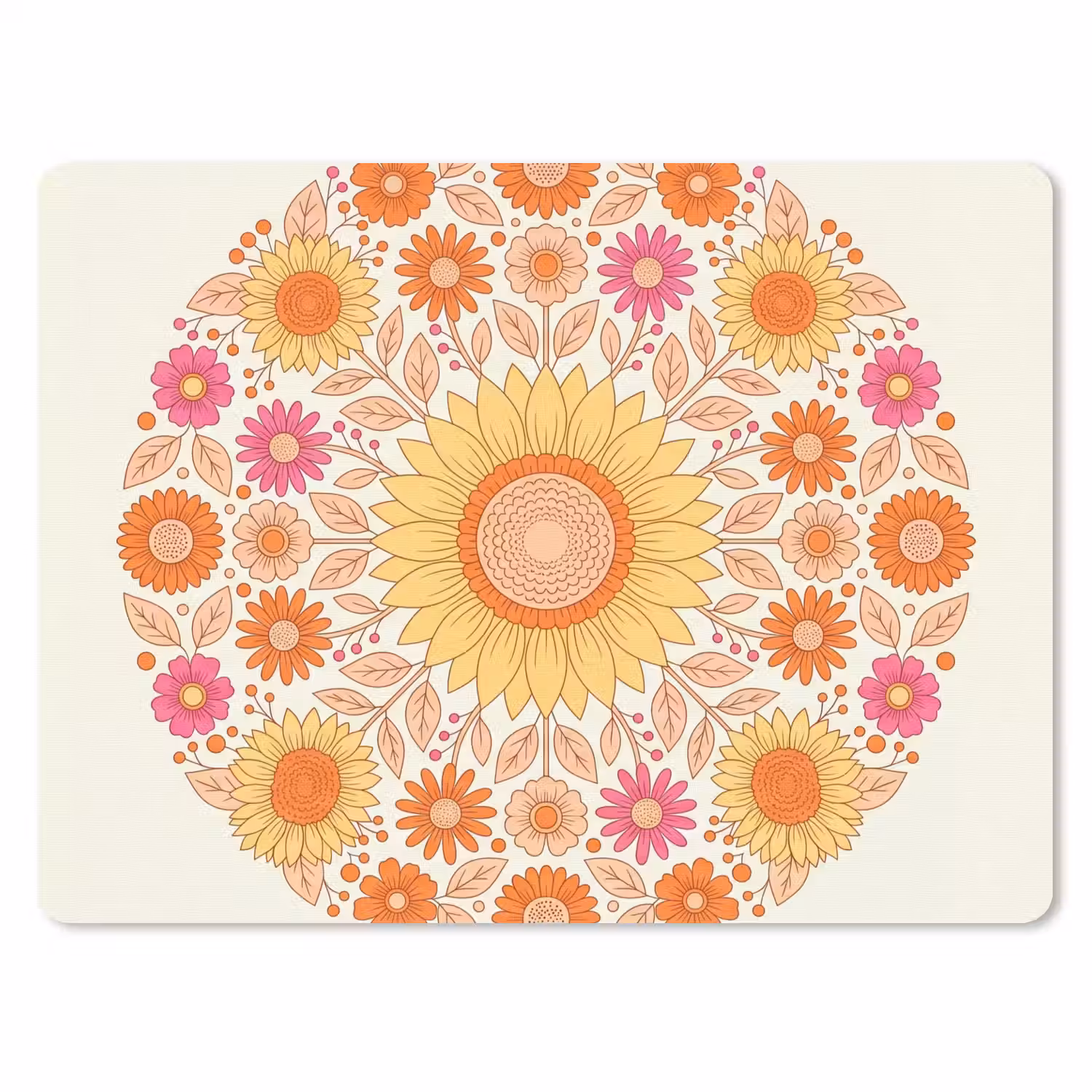 Bloemen - Mandala - Patroon - Kleurrijk muismat rubber klein -3d