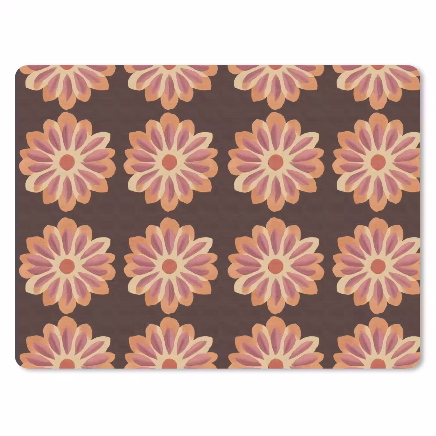 Bloemen - Patroon - Bruin muismat rubber klein 262 -3d