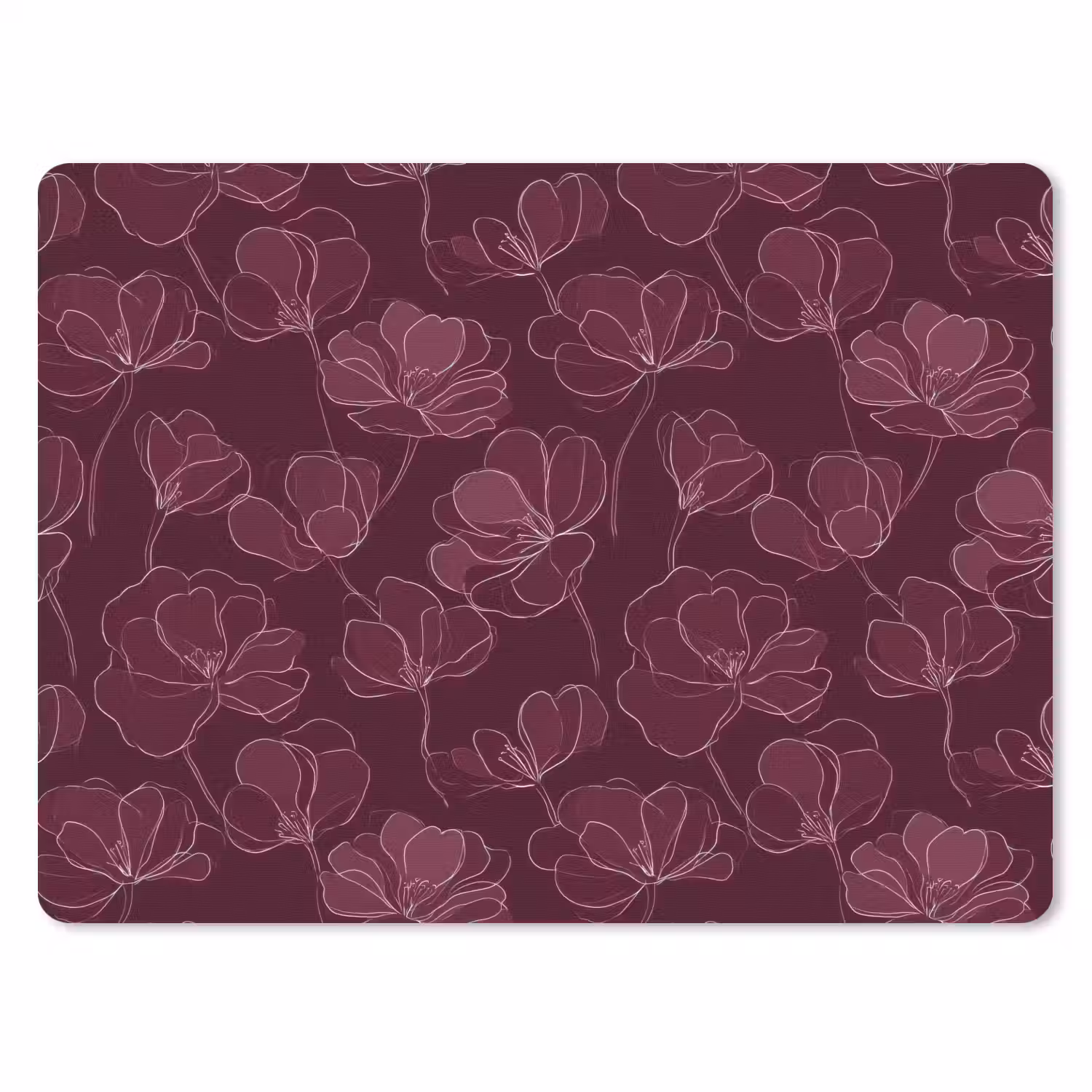 Bloemen - Patroon - Bordeauxrood muismat rubber klein 262 -3d