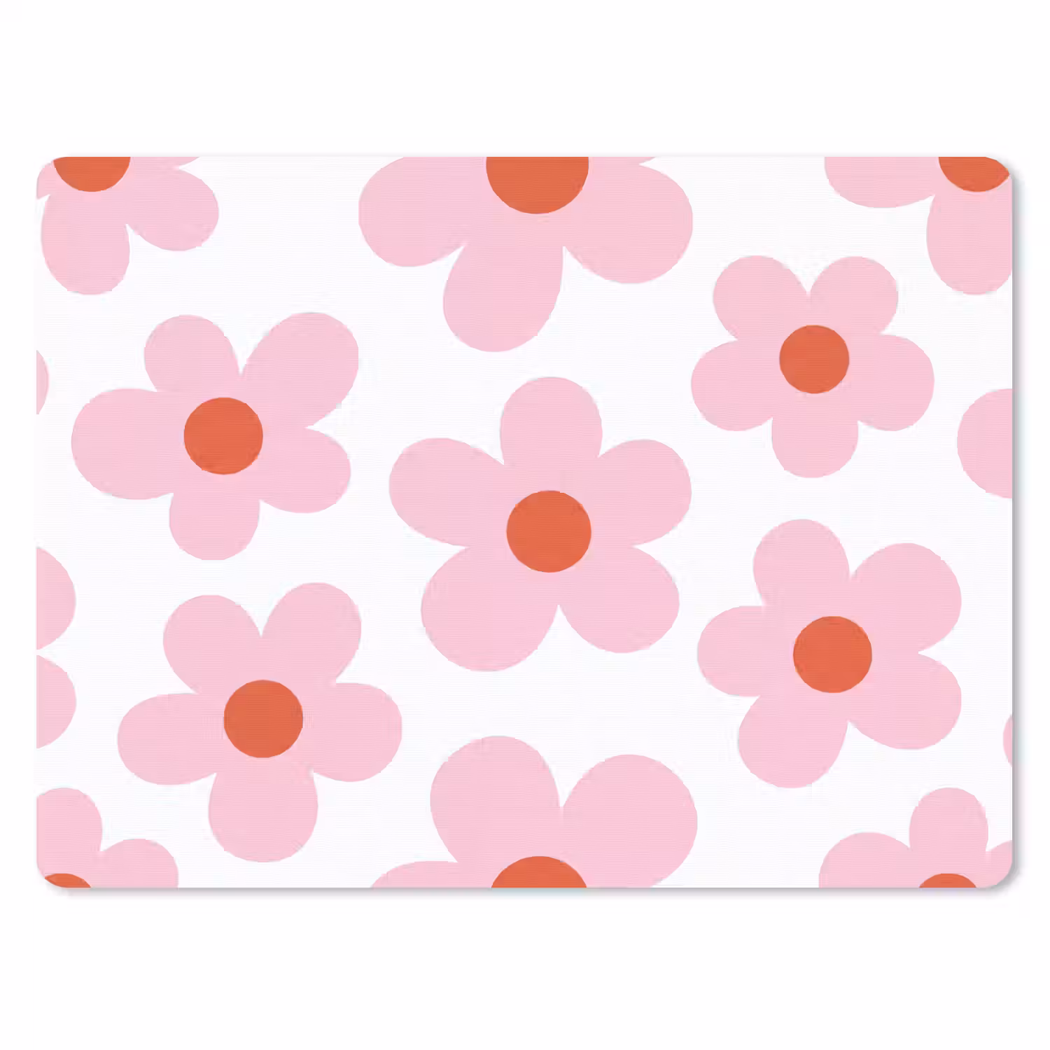Bloemen - Patroon - Modern - Roze - Wit muismat rubber klein -3d
