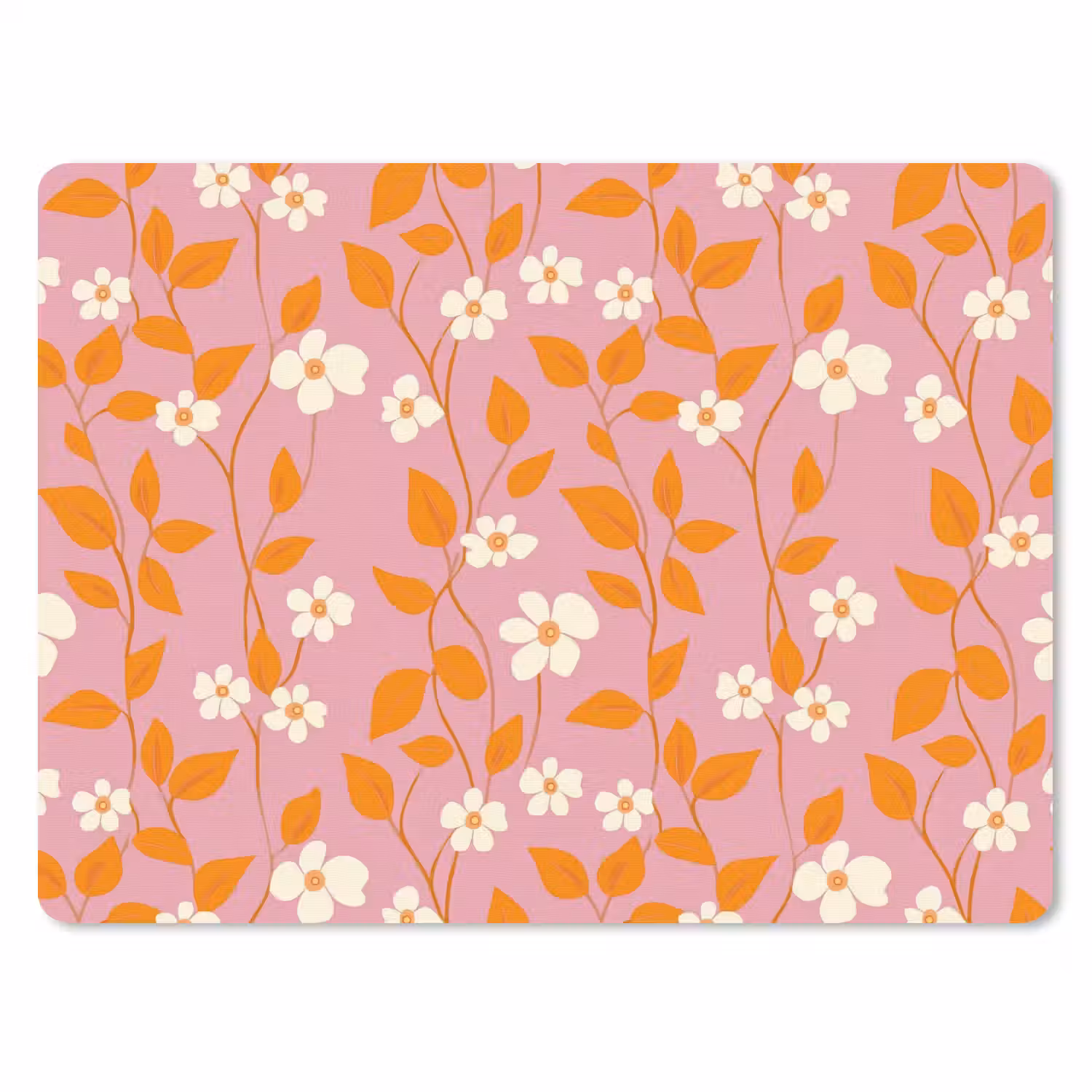 Bloemen - Patroon - Oranje muismat rubber klein 262 -3d