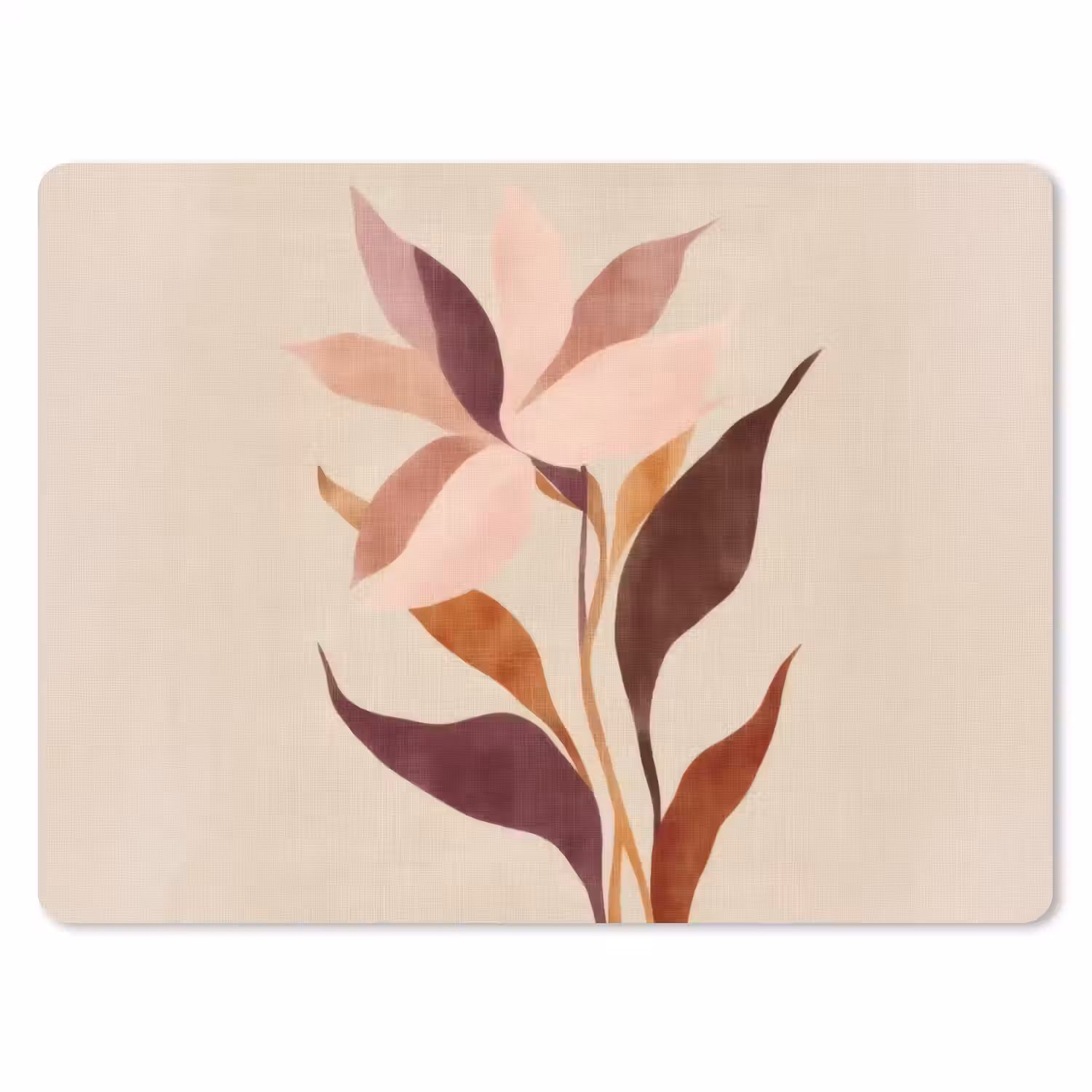 Bloemen - Blaadjes - Minimalistisch - Roze muismat rubber klein -3d