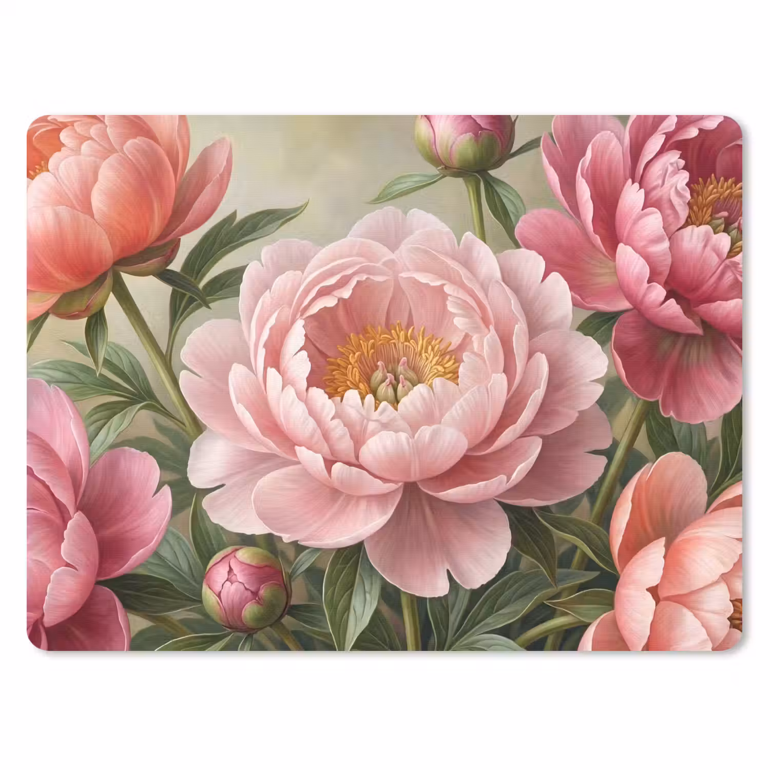 Bloemen - Roze - Klassiek - Gedetailleerd - Natuur muismat rubber klein -3d