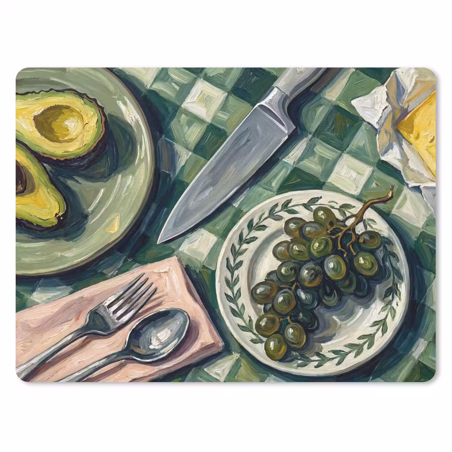 Eten - Ontbijt - Tafel - Modern - Groen muismat rubber klein -3d