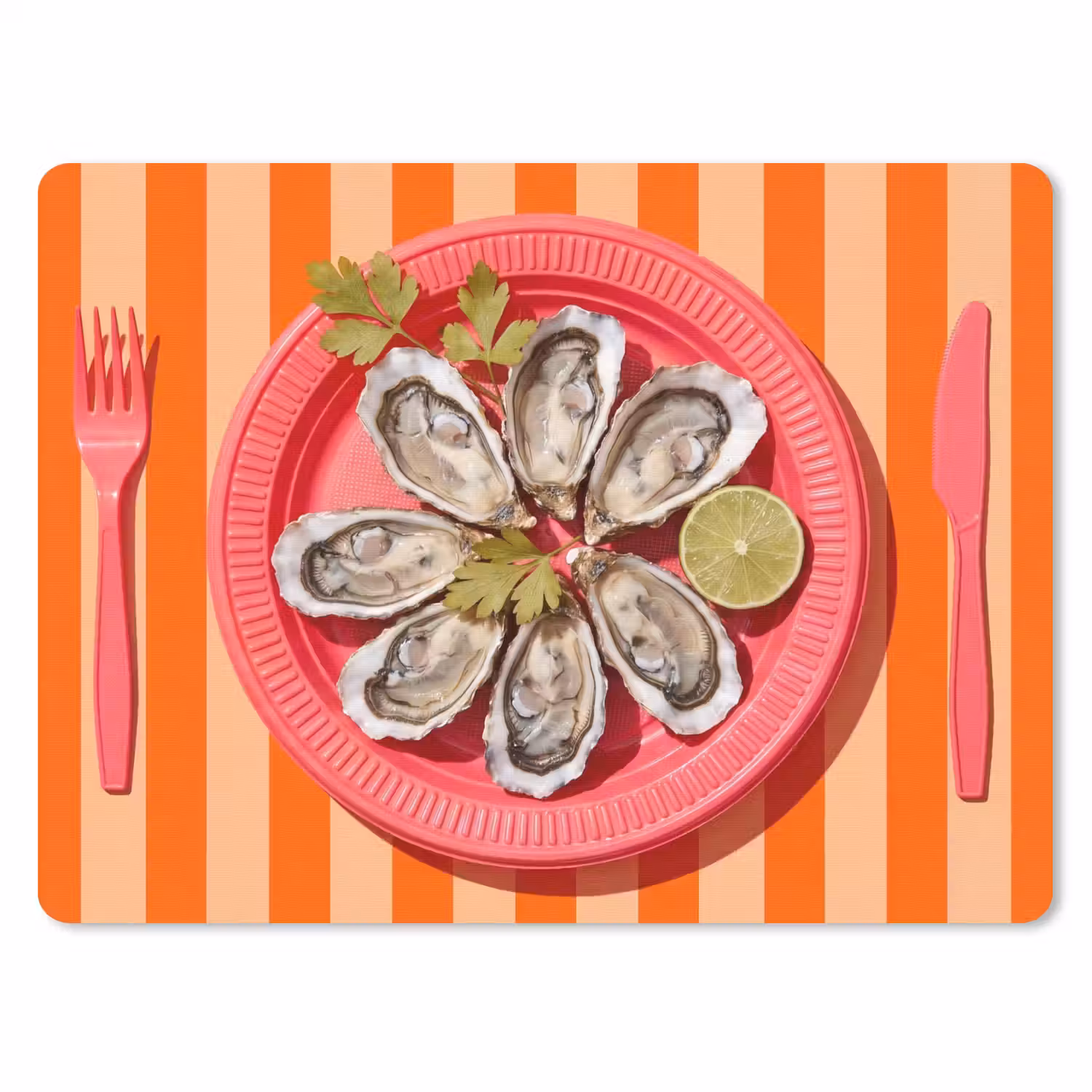 Eten - Oester - Zeevruchten - Oranje - Modern muismat rubber klein -3d