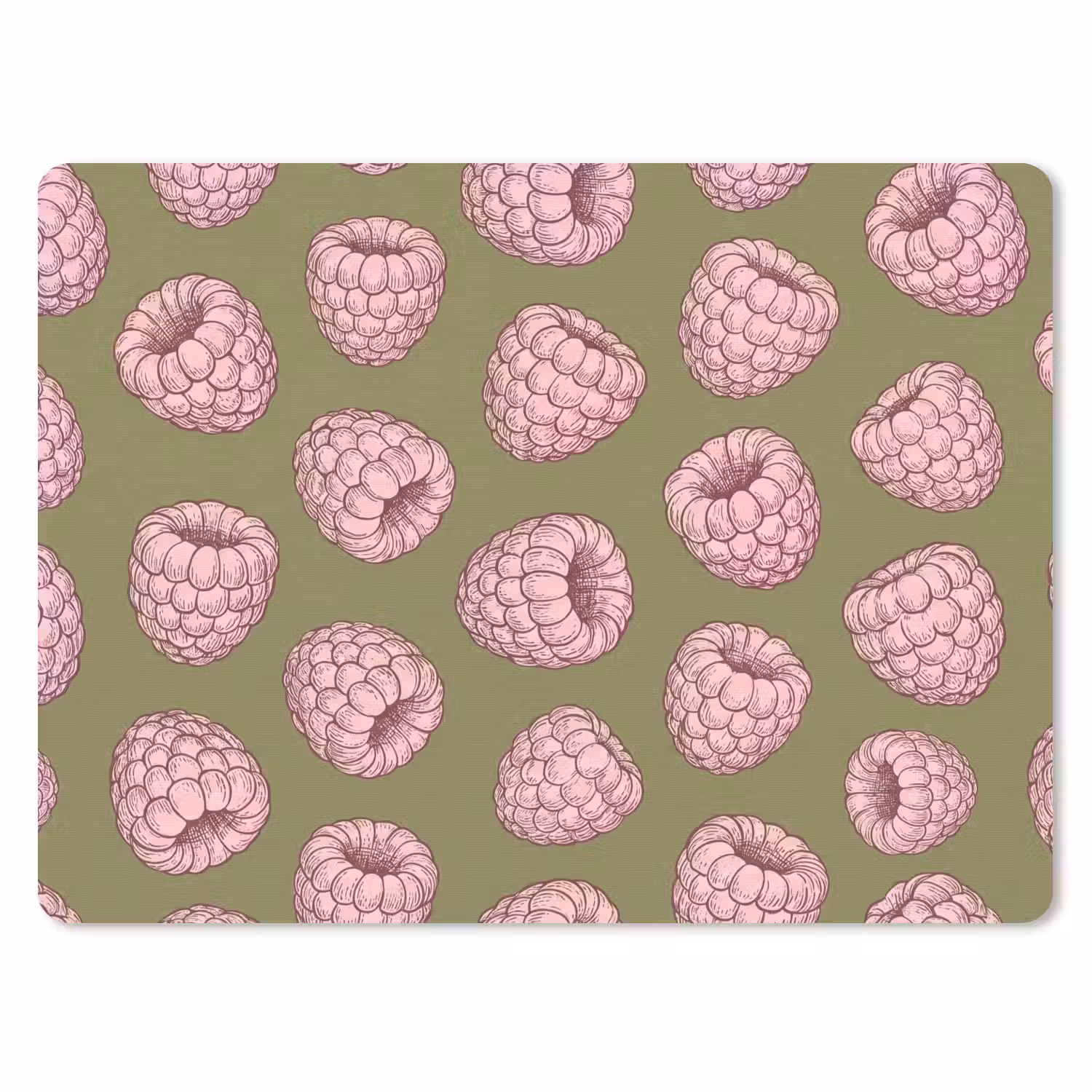 Eten - Patroon - Illustratie - Roze - Groen muismat rubber klein -3d