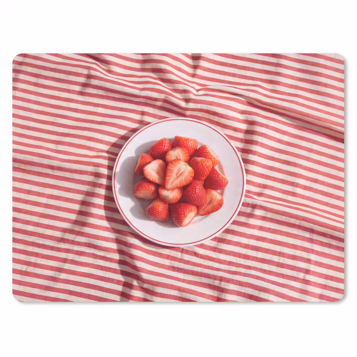 Eten - Aardbeien - Fruit - Zomer - Rood muismat rubber klein -3d