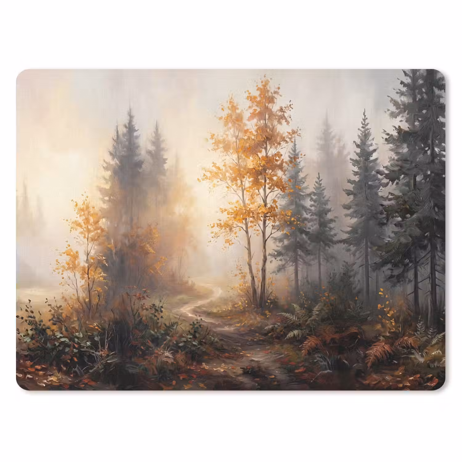 Bospad - Herfstbladeren - Natuur - Schilderachtig - Oranje muismat rubber klein -3d
