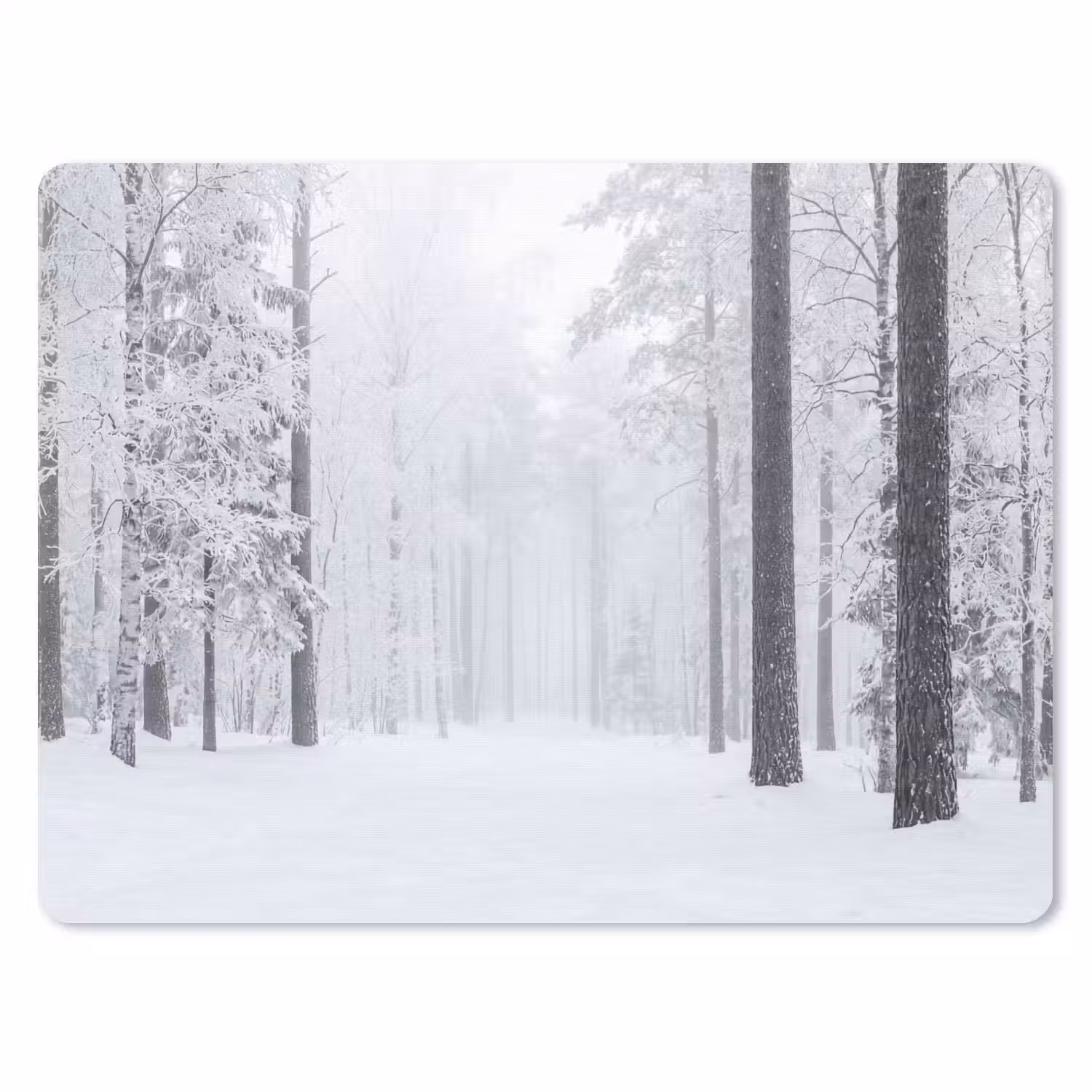 Bos - Sneeuw - Pad - Winter - Stilte muismat rubber klein -3d