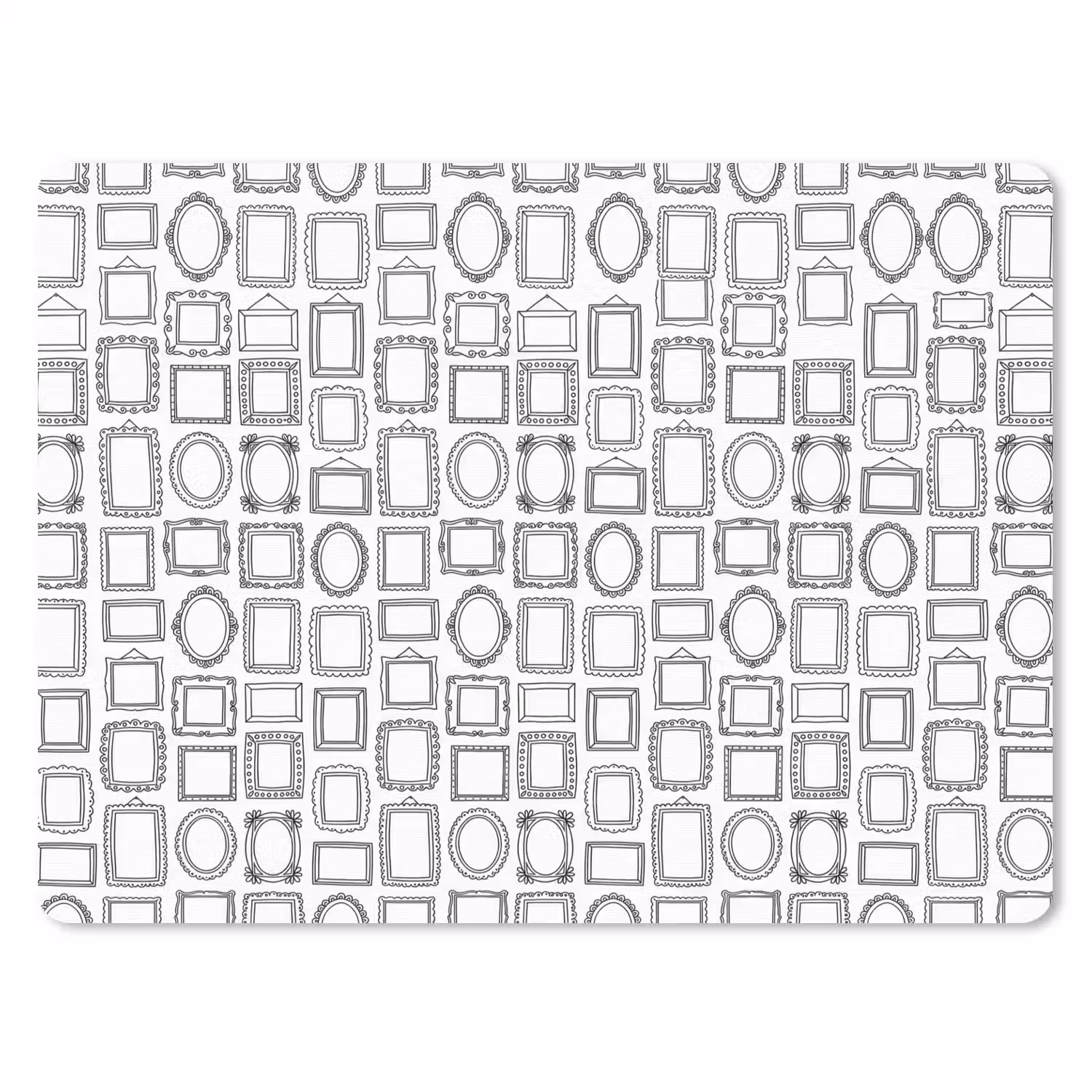 Lijsten - Patroon - Decoratie - Schets - Zwart-wit muismat rubber klein -3d