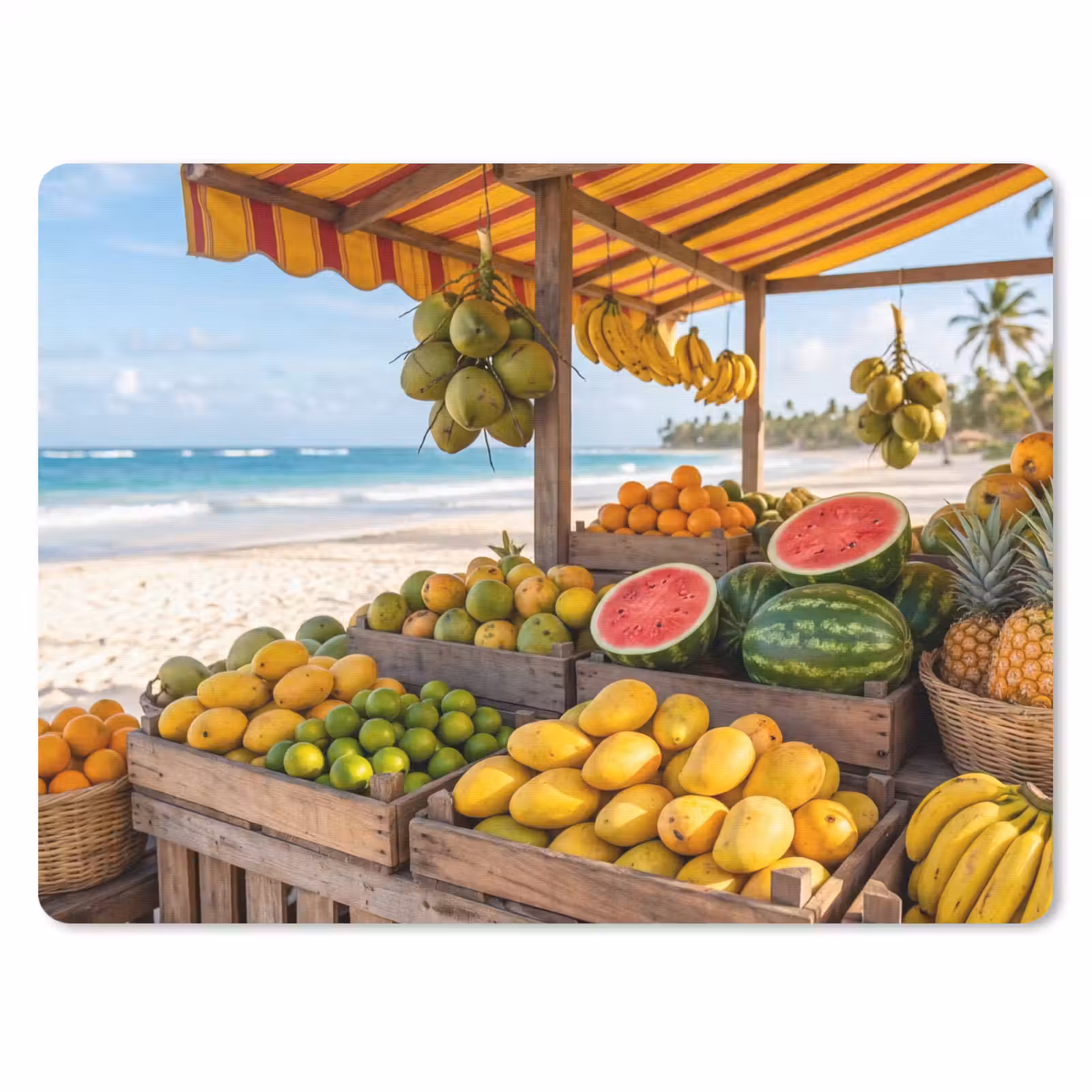 Mouse Pad - Fruit - Beach - Tropical - Fruit - Strand - Tropisch muismat rubber klein