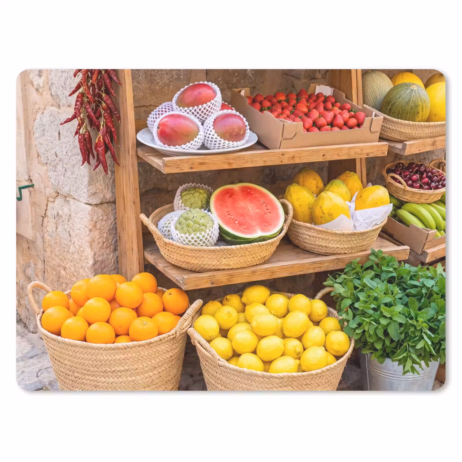 Mouse Pad - Fruit - Market - Fresh - Fruit - Markt - Vers muismat rubber klein
