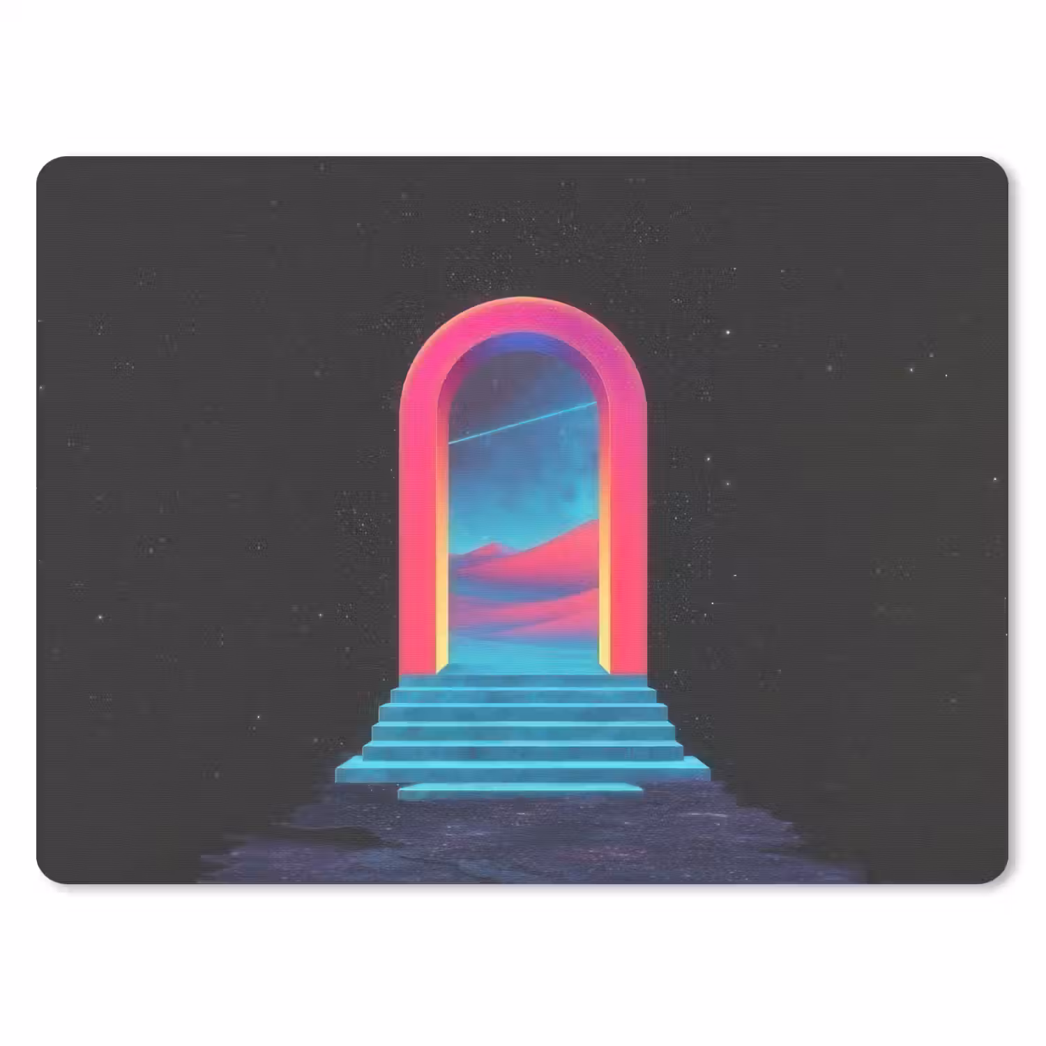 Poortje - Landschap - Sterrenhemel - Roze muismat rubber klein -3d