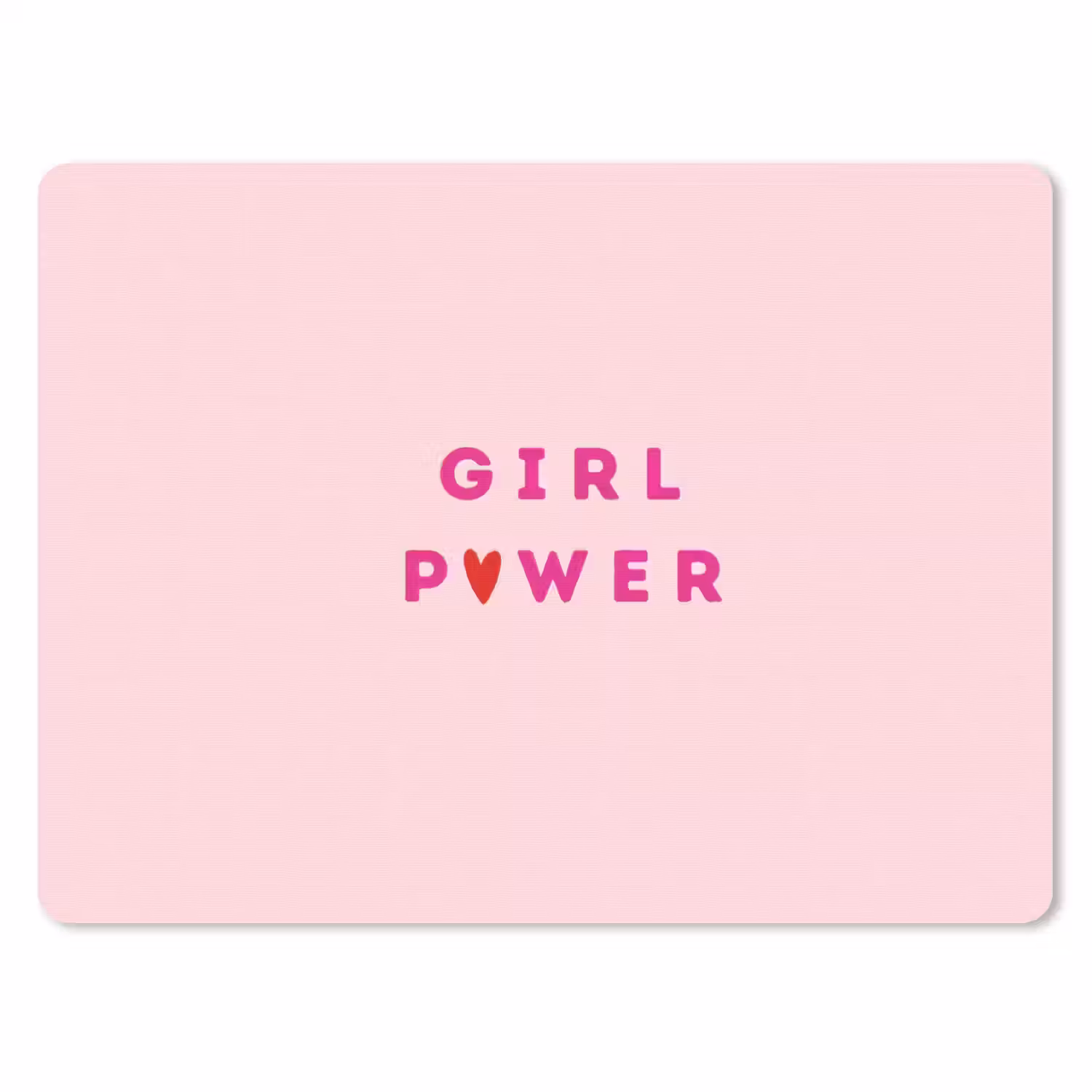 Girl power - Roze - Hartje muismat rubber klein -3d