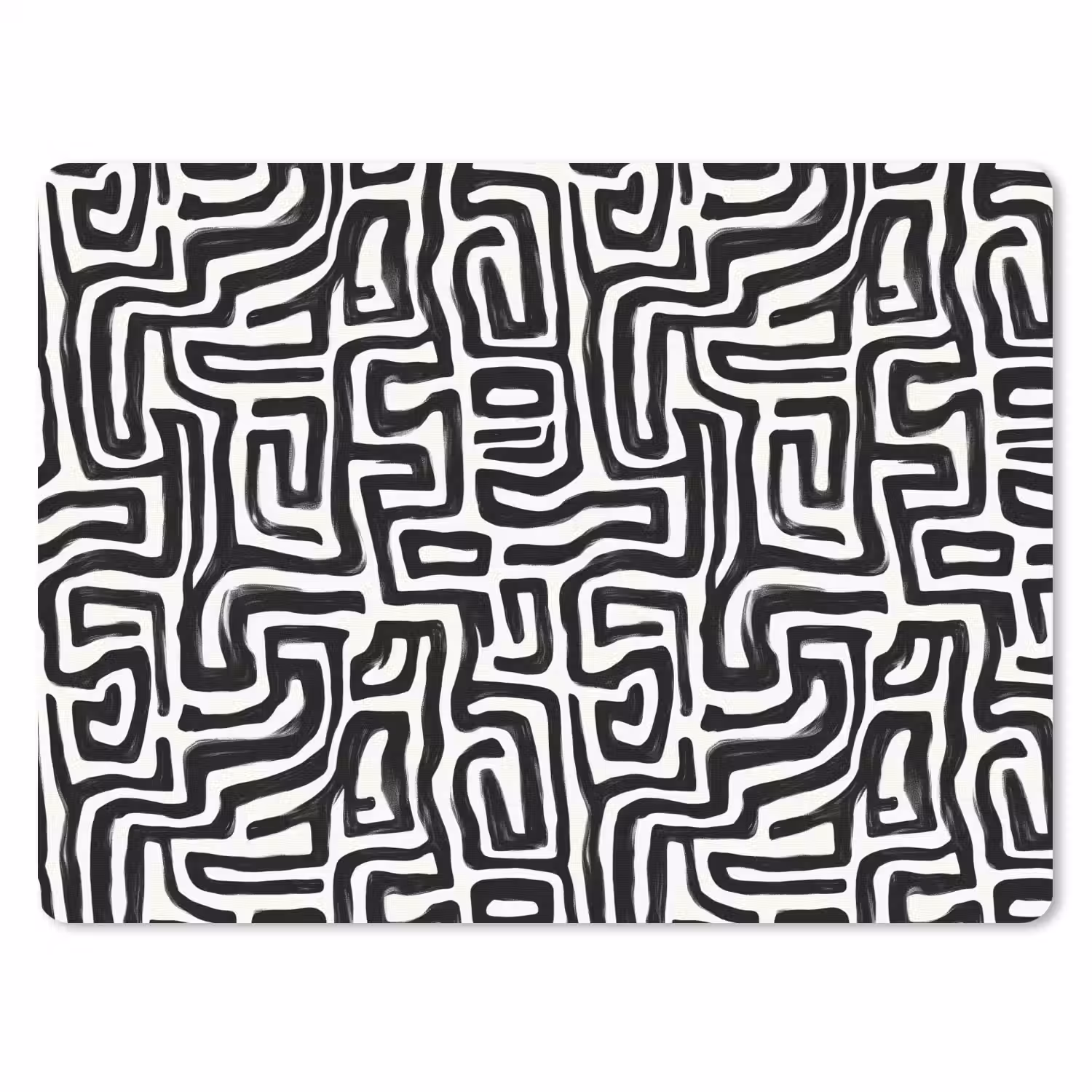 Grafisch - Lijnen - Zwart - Wit muismat rubber klein 262 -3d
