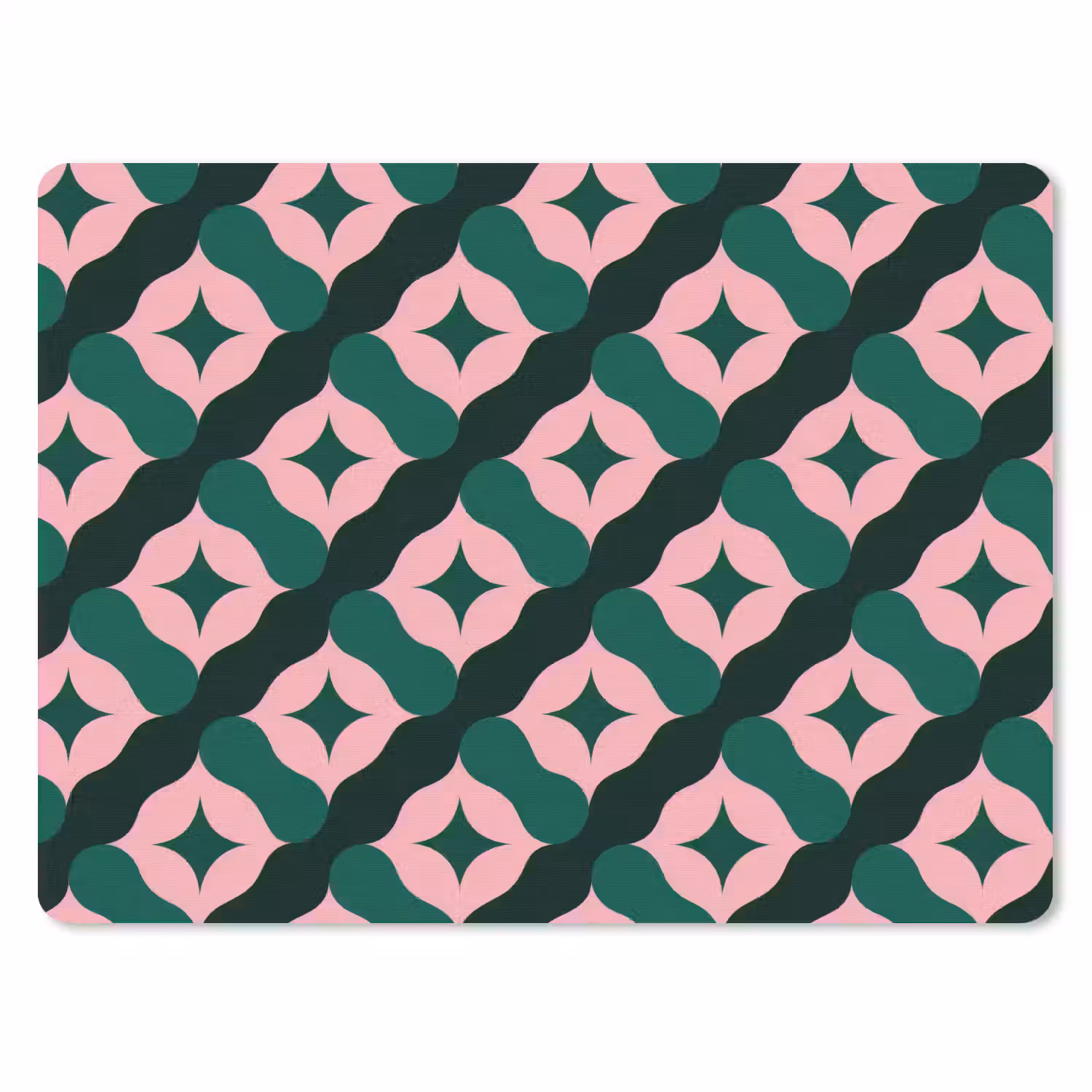Groen - Roze - Retro - Sterren muismat rubber klein 262 -3d