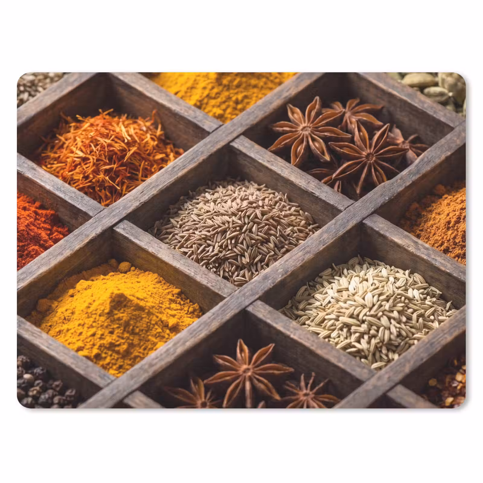 Mouse Pad - Herbs - Wood - Food - Kruiden - Houten - Eten muismat rubber klein