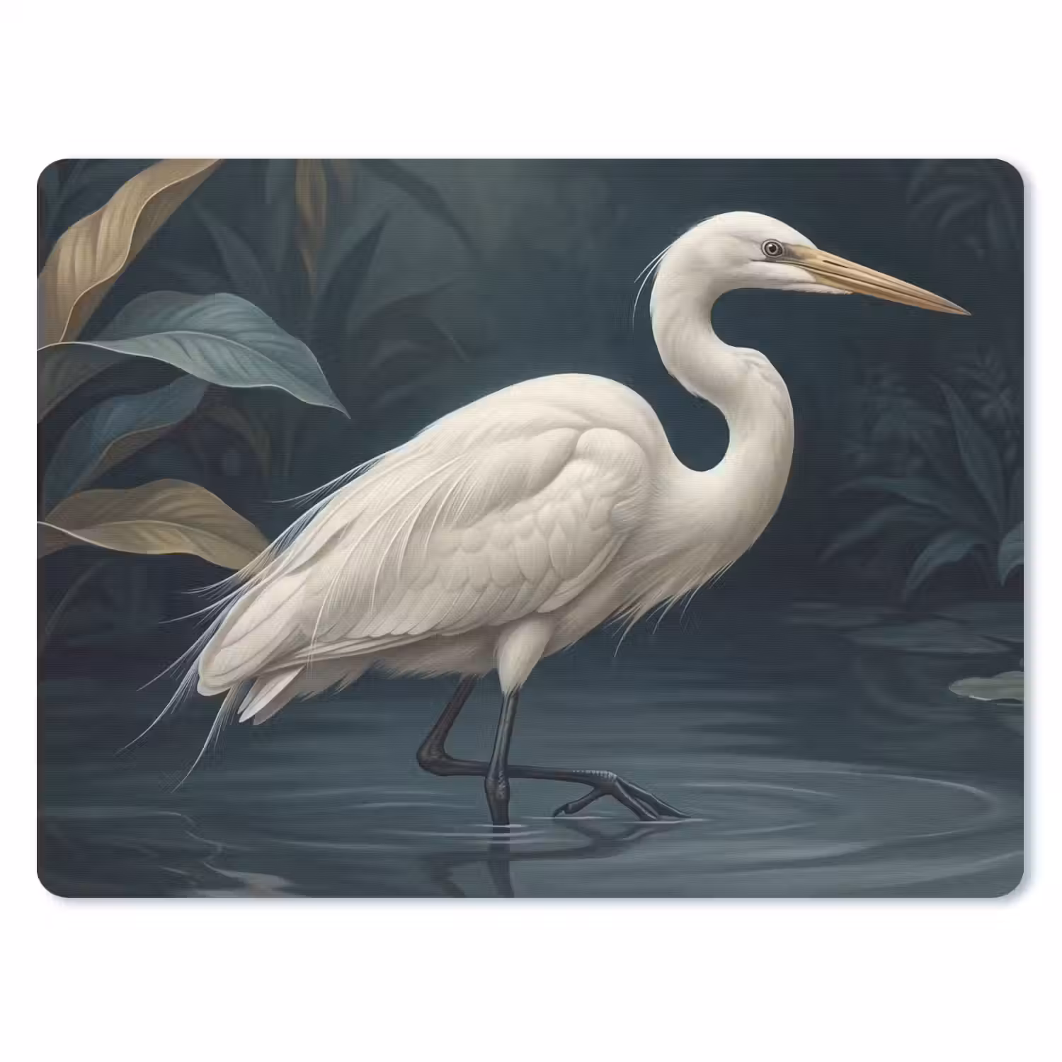 Reiger - Water - Natuur - Modern - Wit muismat rubber klein -3d
