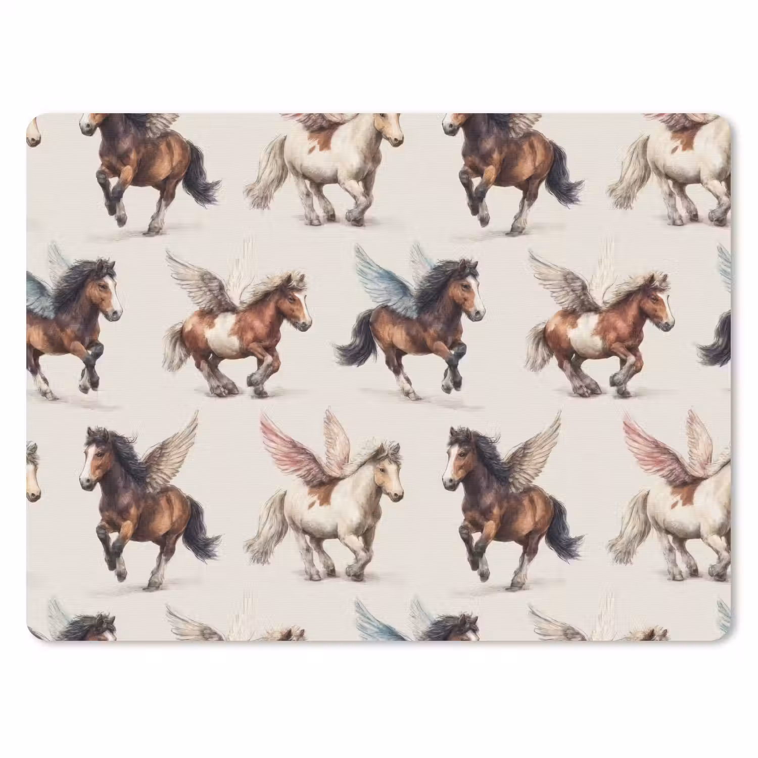 Paarden - Vleugels - Kleurrijk muismat rubber klein 262 -3d