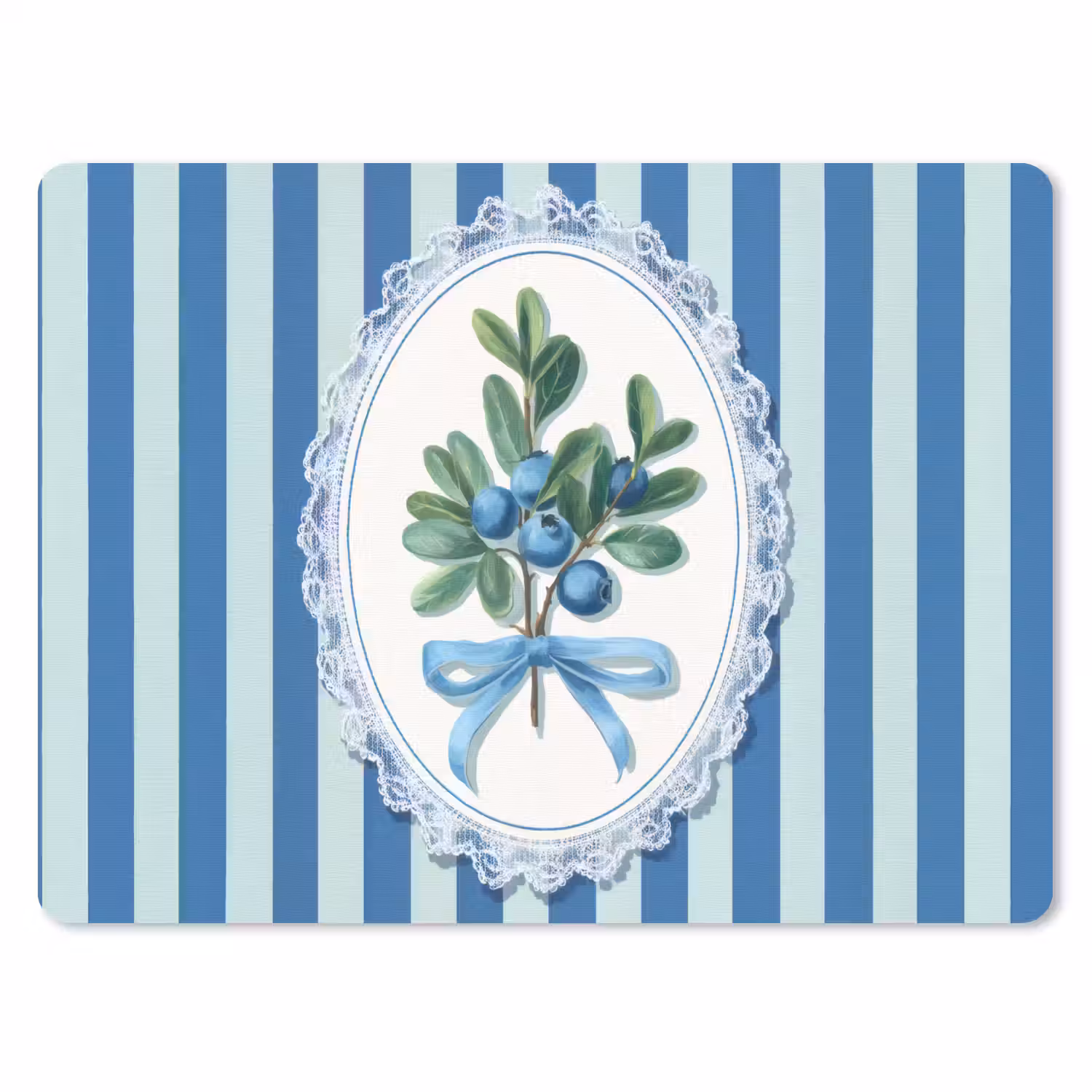 Illustratie - Bessen - Blauw - Strepen muismat rubber klein -3d