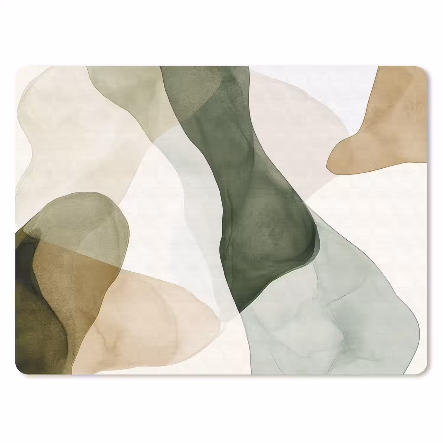 Japandi - Abstract - Groen muismat rubber klein -3d