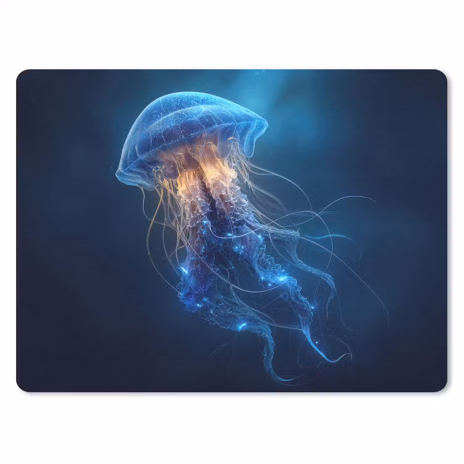 Kwal - Lichtgevend - Tentakels - Blauw muismat rubber klein -3d