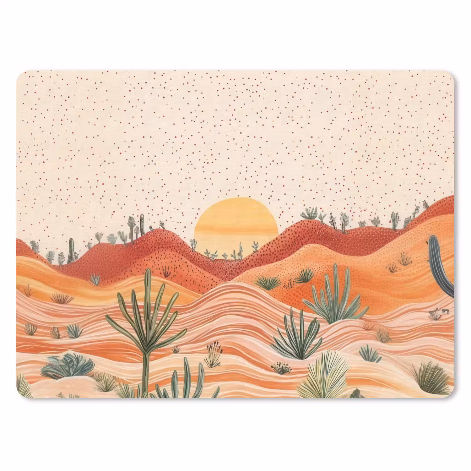 Landschap - Heuvels - Zonsondergang muismat rubber klein -3d