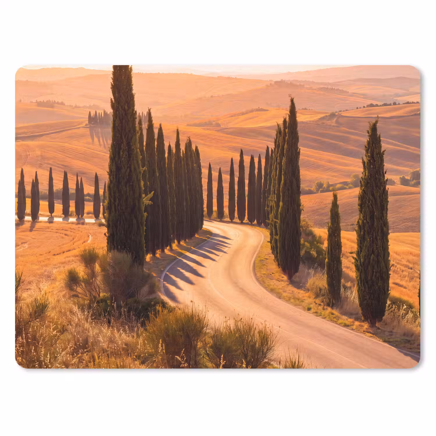 Landschap - Weg - Bomen - Natuur - Goud muismat rubber klein -3d