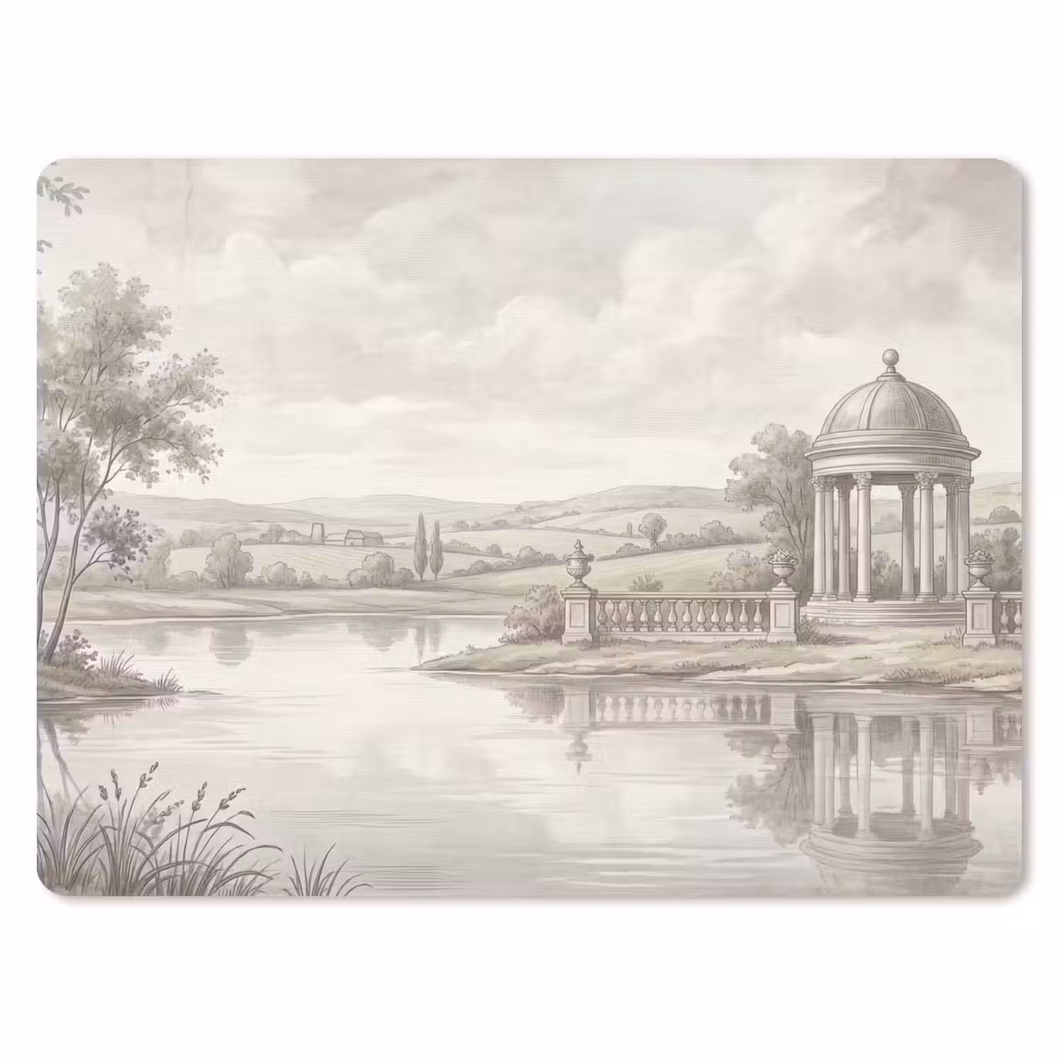 Landschap - Water - Natuur - Sepia muismat rubber klein -3d