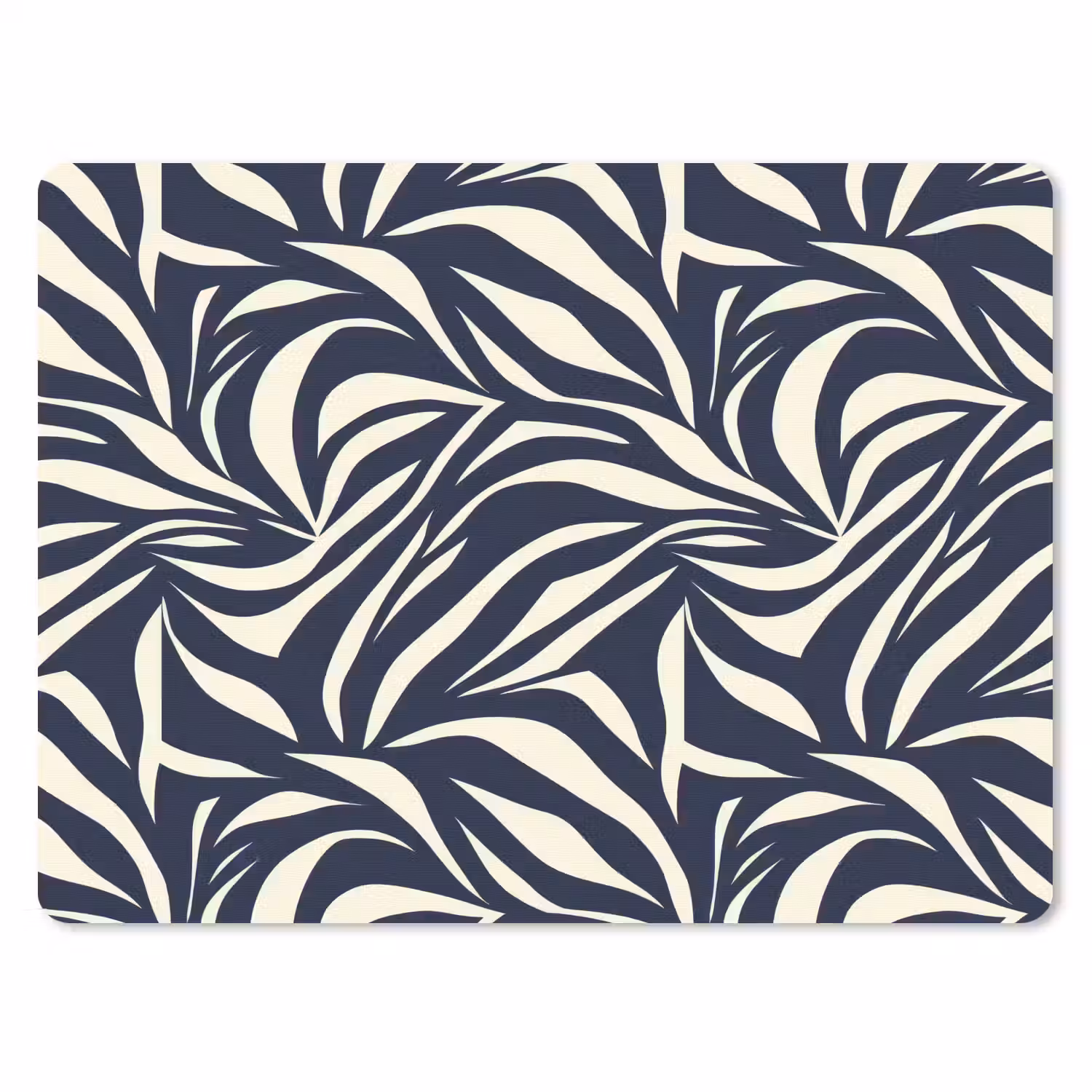 Bladvormen - Blauw - Patroon - Wit muismat rubber klein 262 -3d